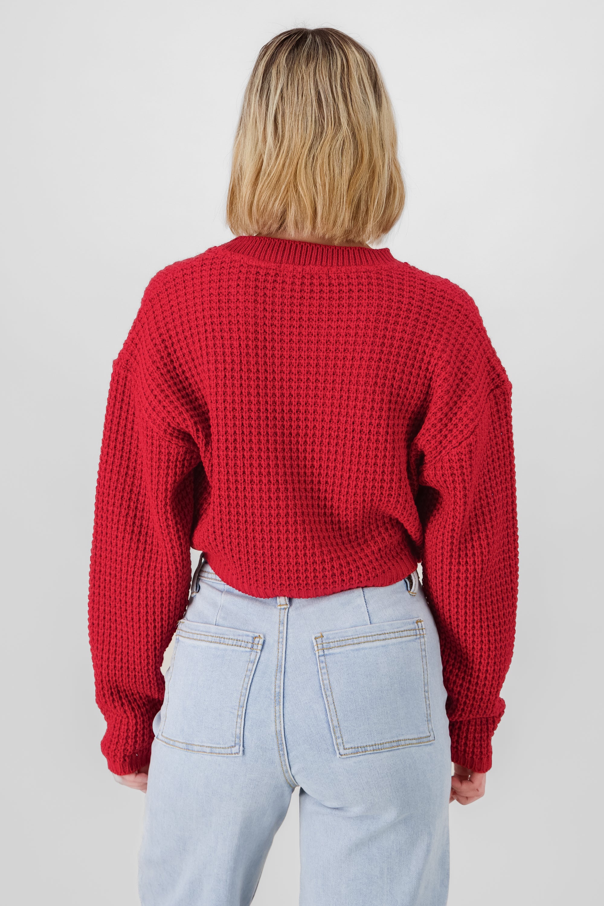 Sueter tejido ancho crop ROJO