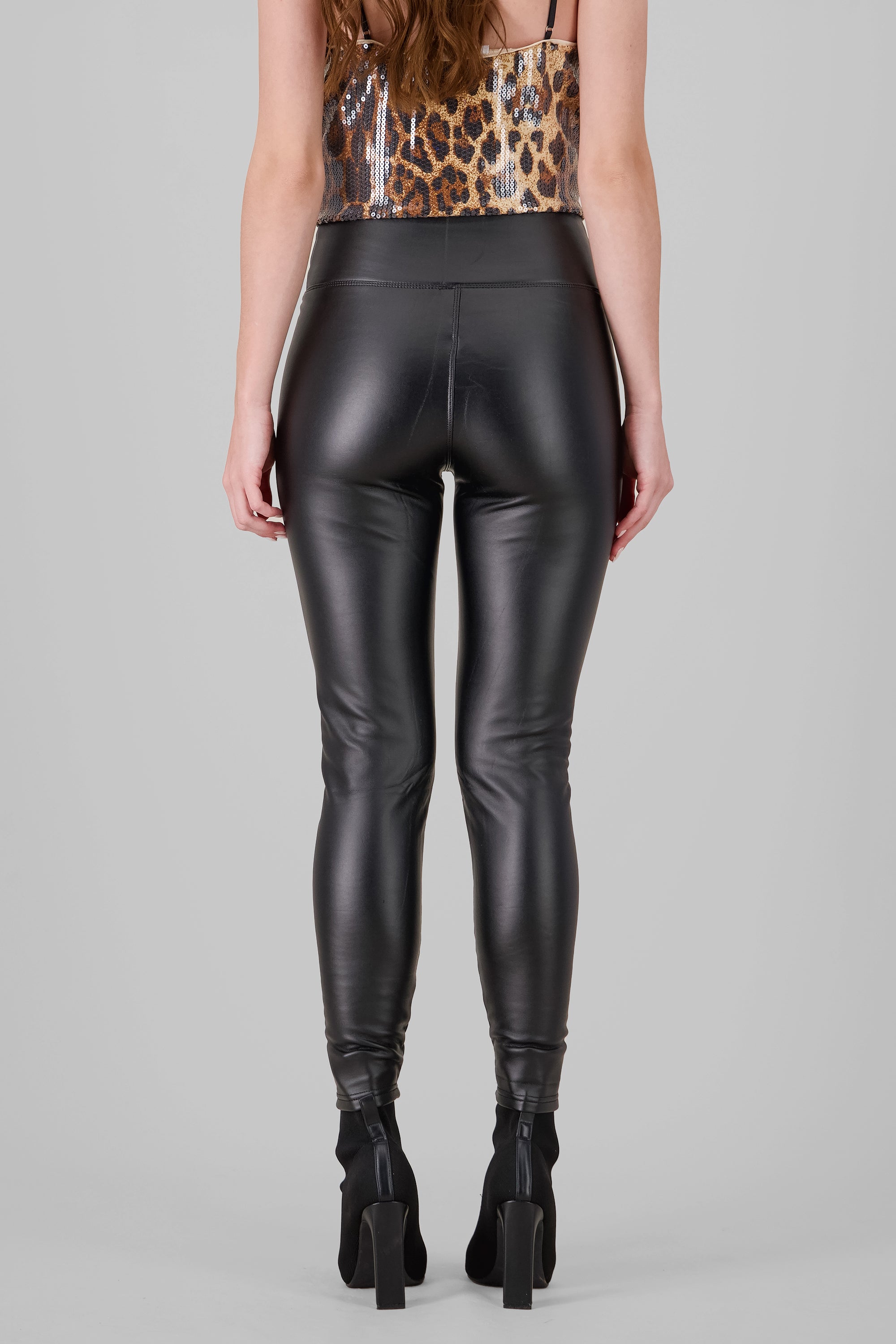 Leggings de piel lisos NEGRO