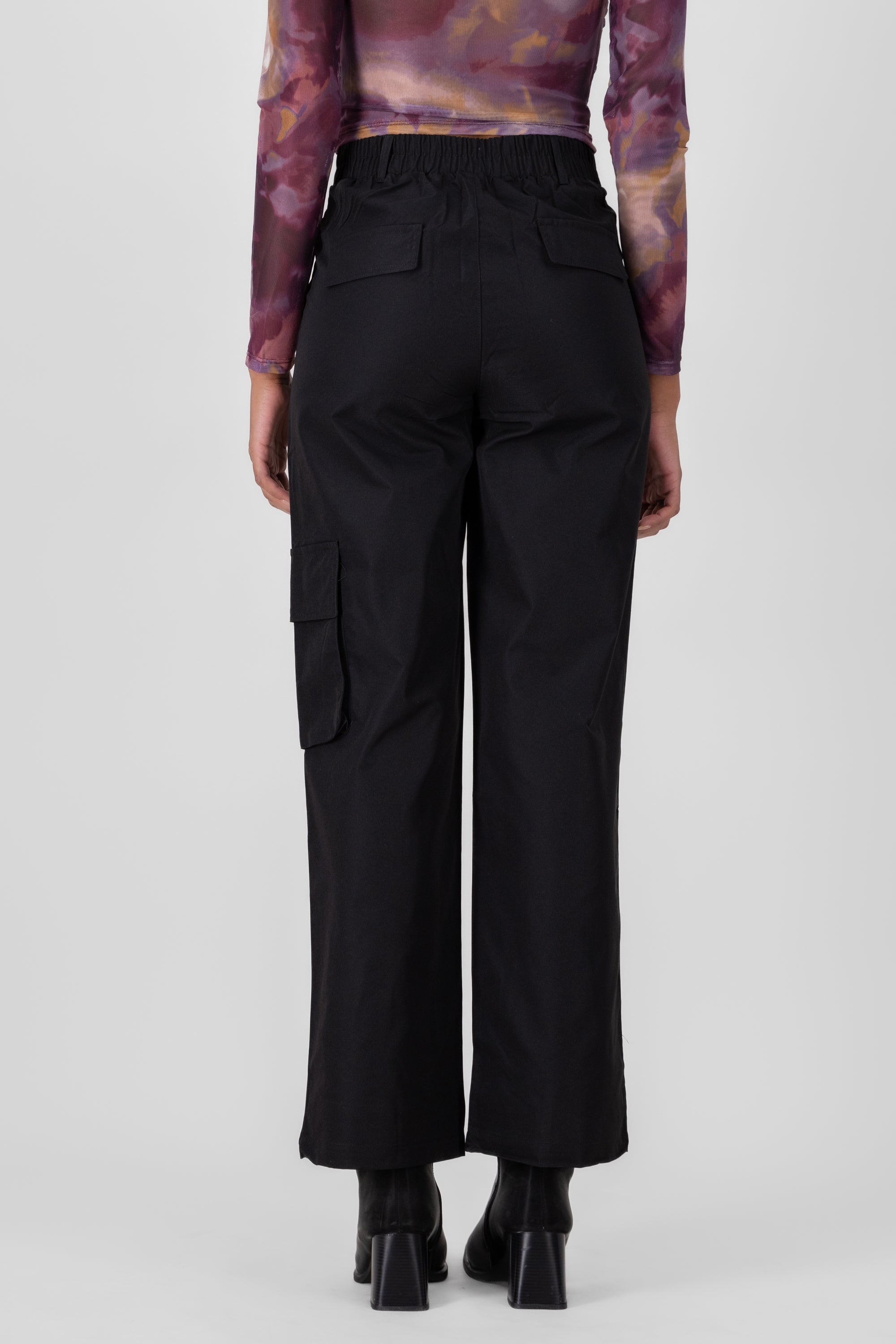 Pantalones cargo lisos bolsas NEGRO