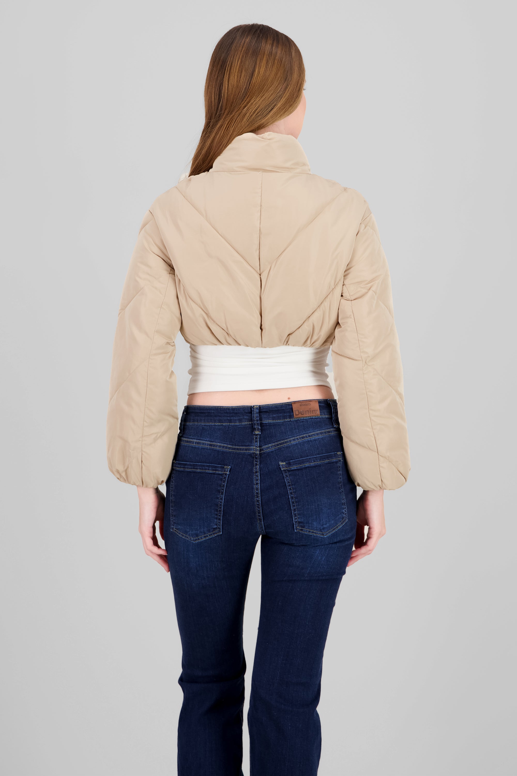 Chamarra lisa crop KHAKI