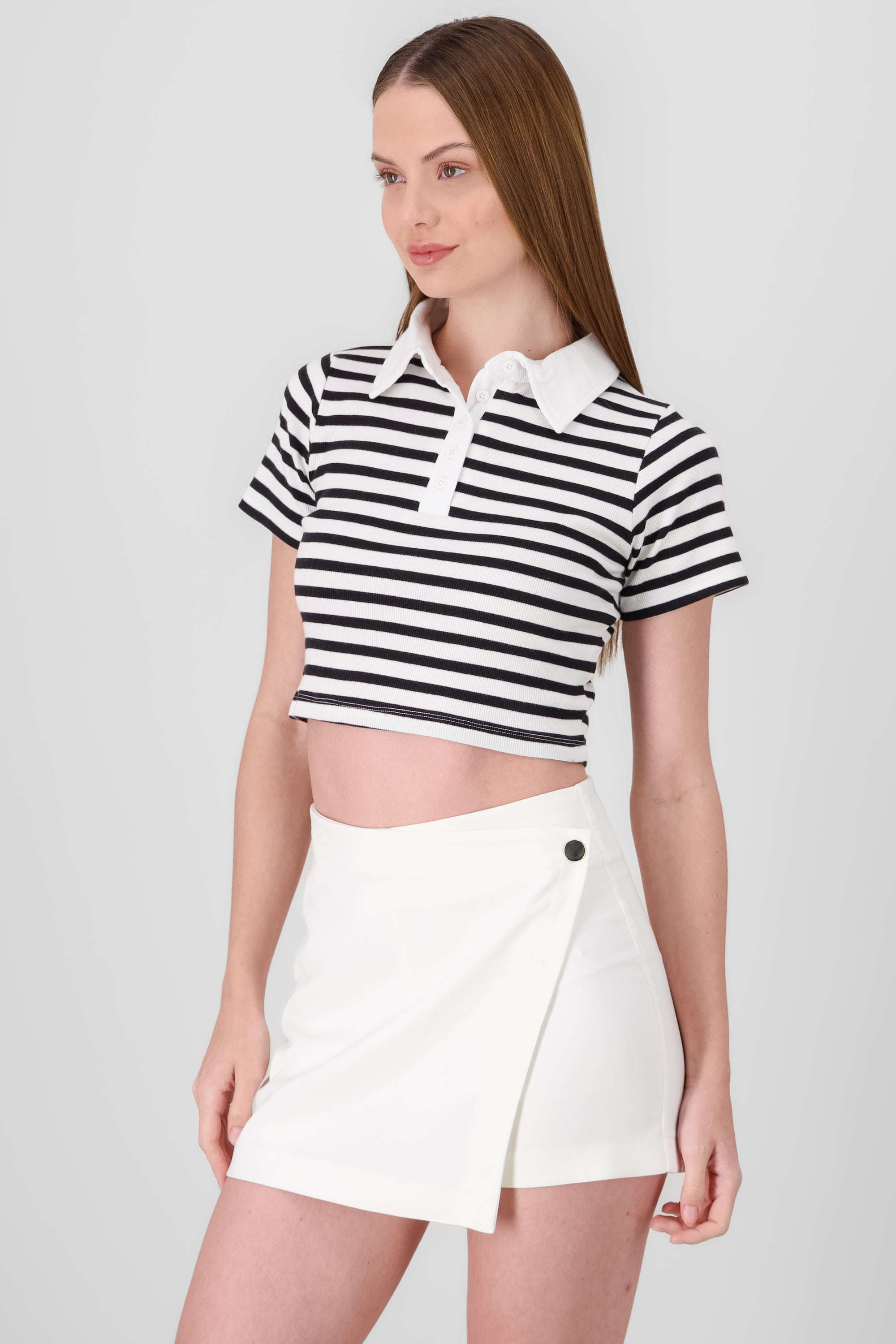 Top polo rayas gruesas NEGRO BLANCO