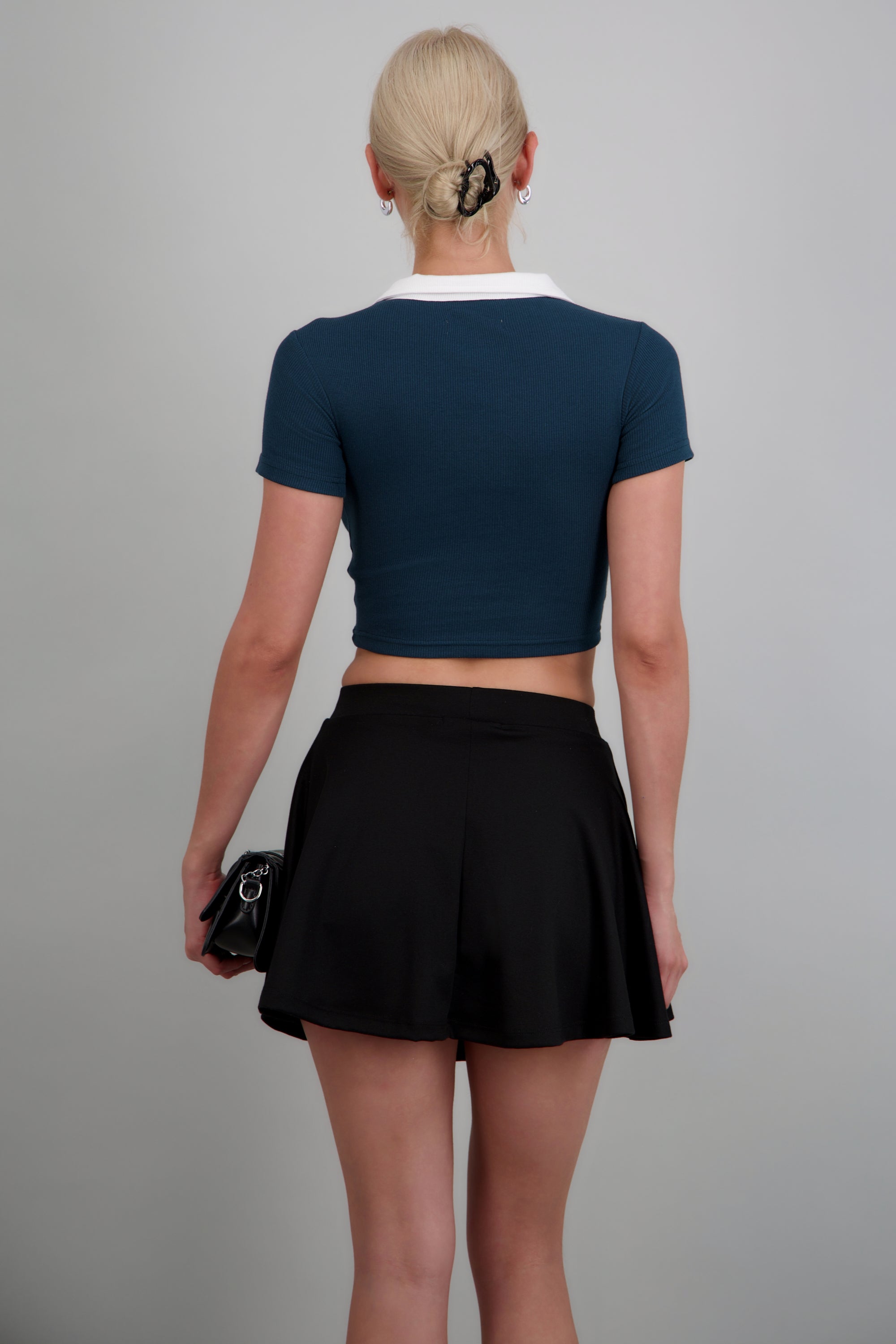 Top polo contraste AZUL PATO