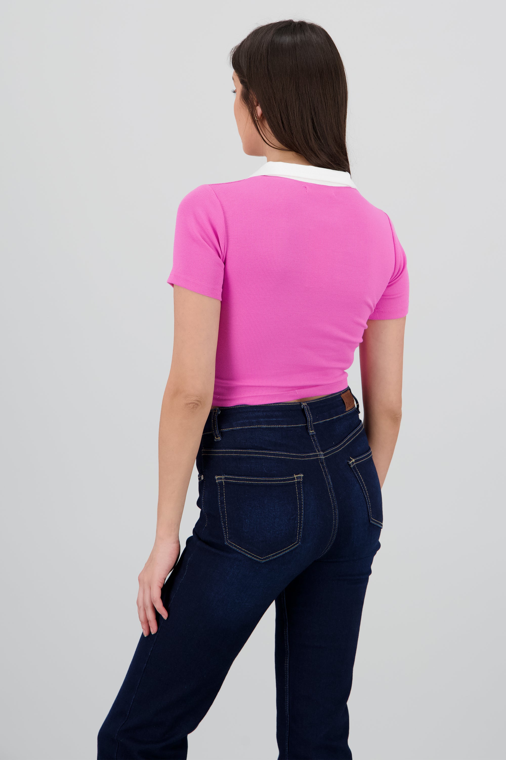 Top polo contraste ROSA