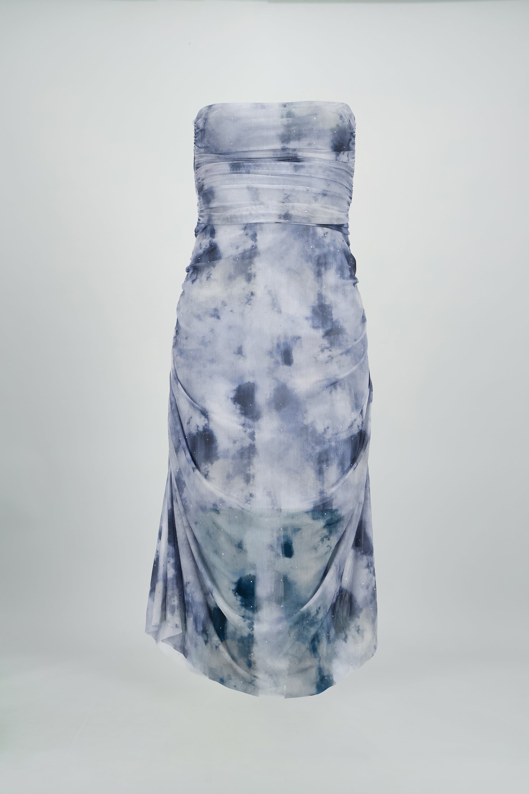 Vestido midi mesh brillos GRIS COMBO