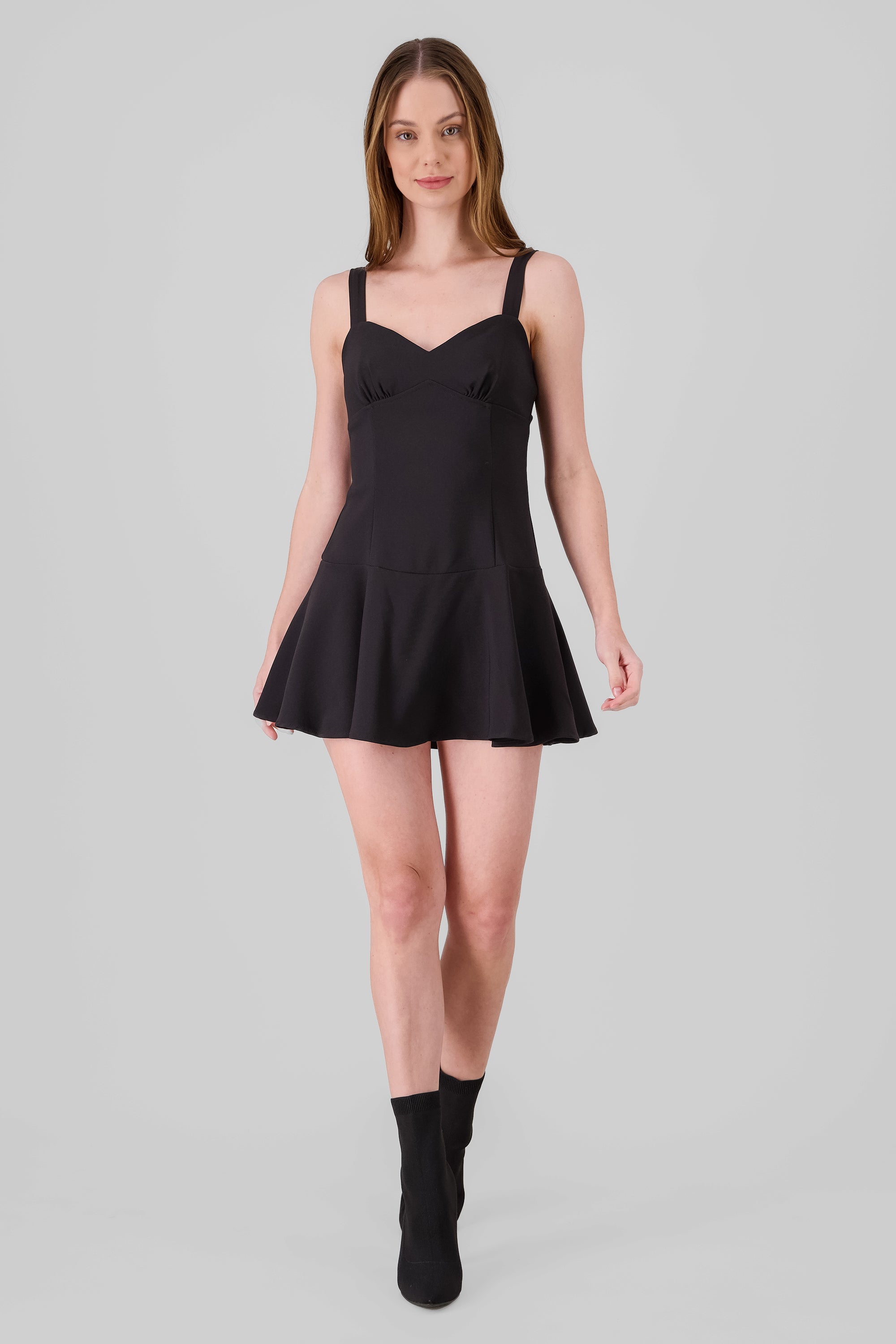 Vestido mini liso NEGRO