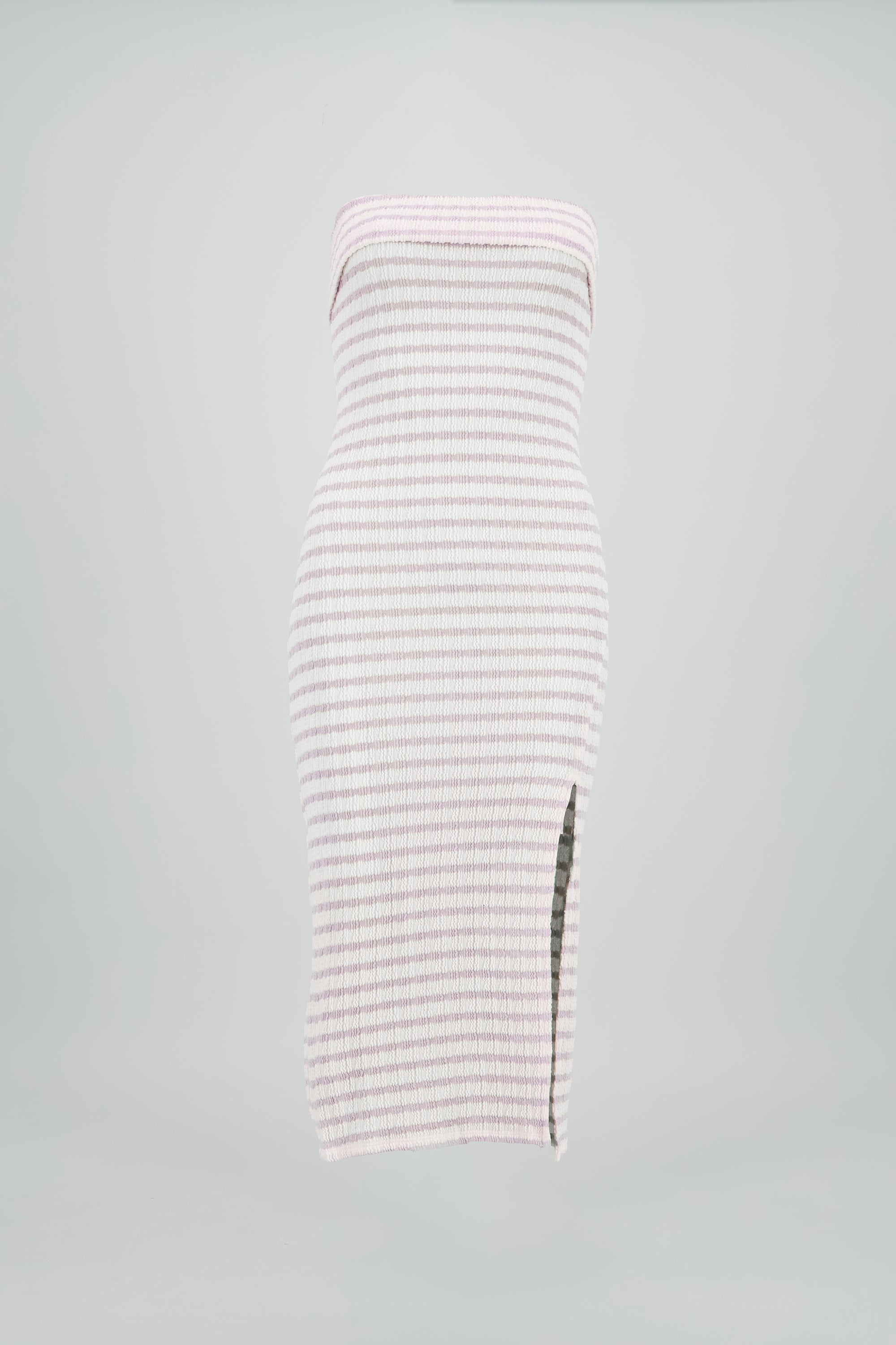 Vestido strapless estampado rayas GRIS COMBO