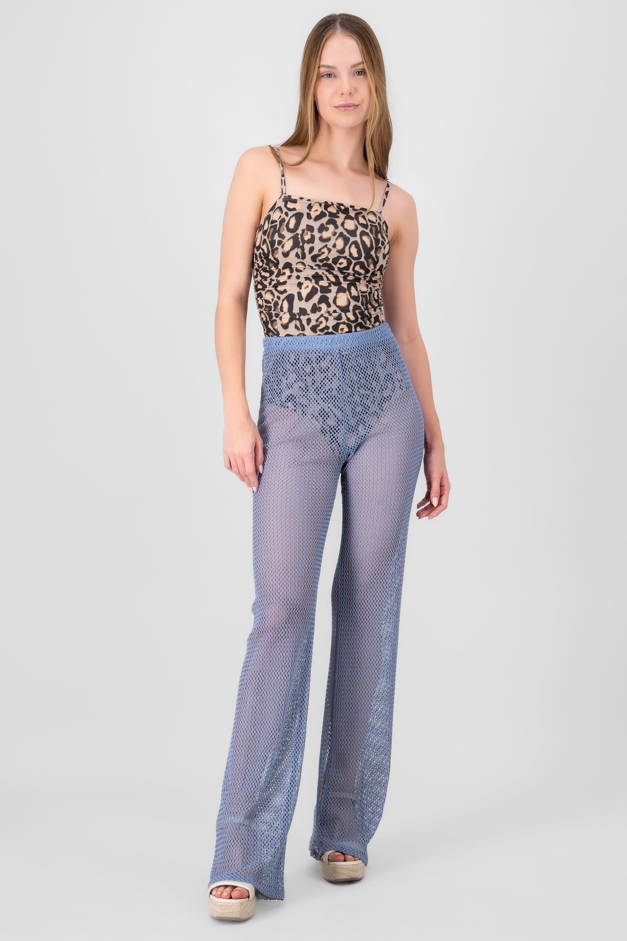 Pantalon recto crochet AZUL