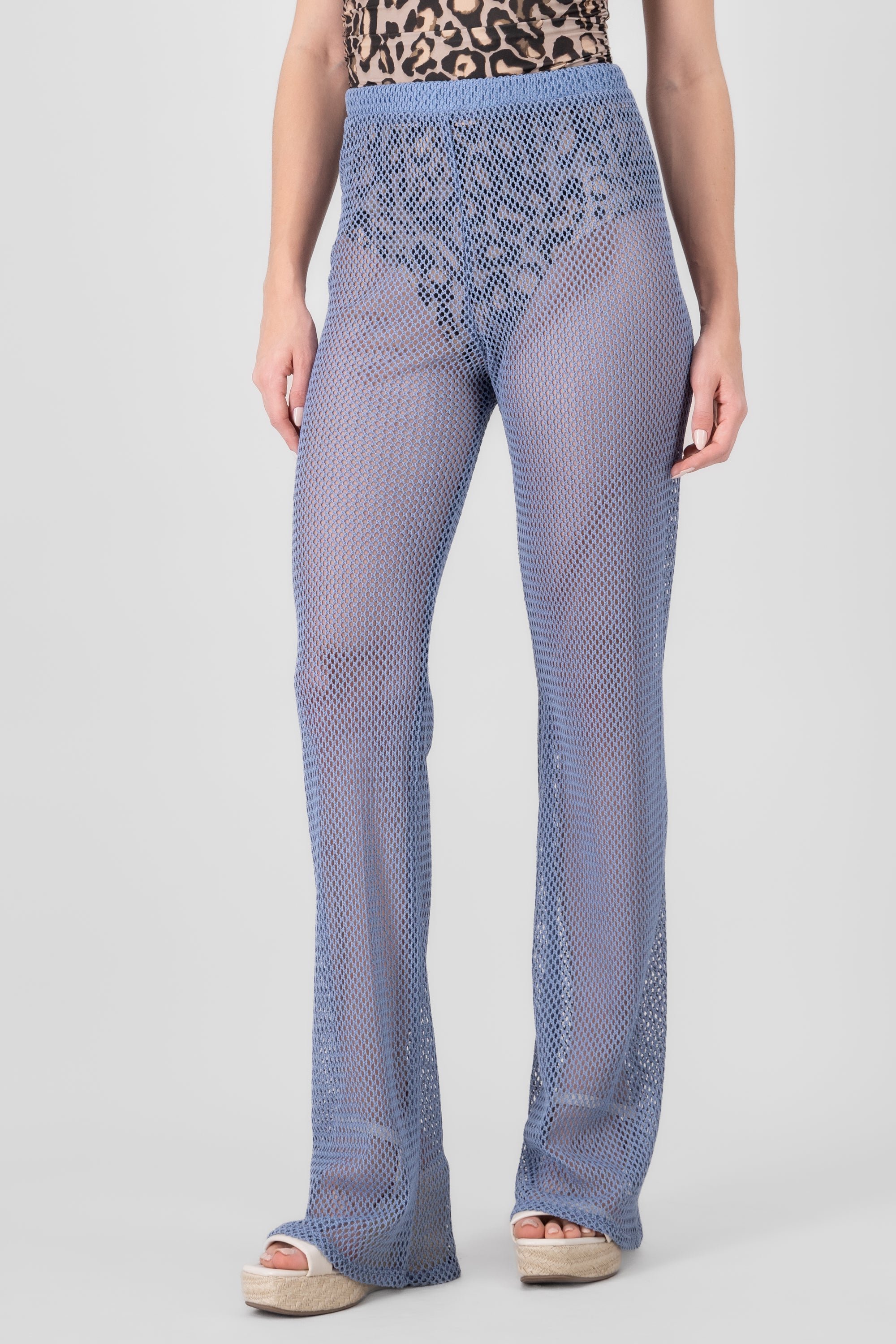 Pantalon recto crochet AZUL