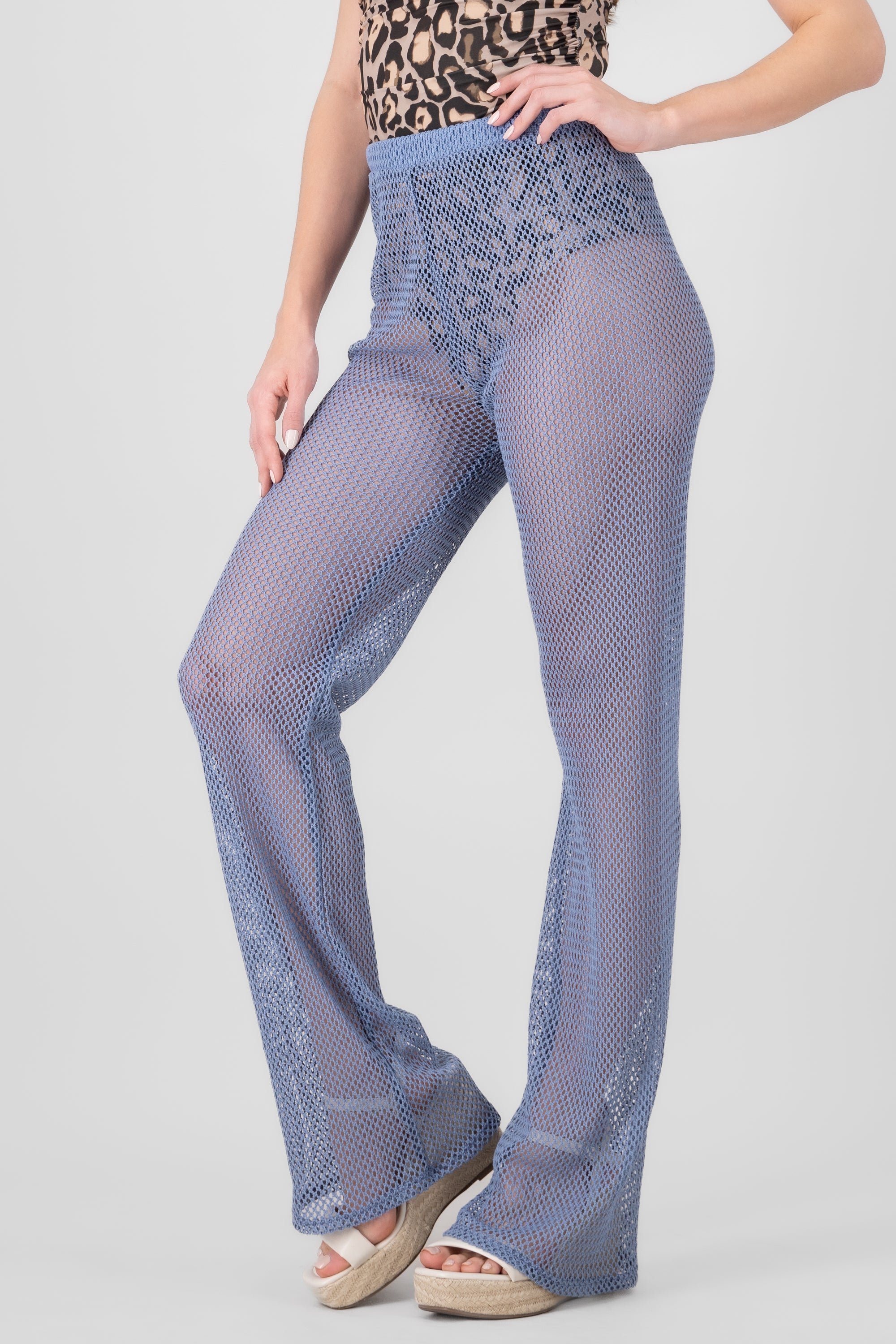 Pantalon recto crochet AZUL