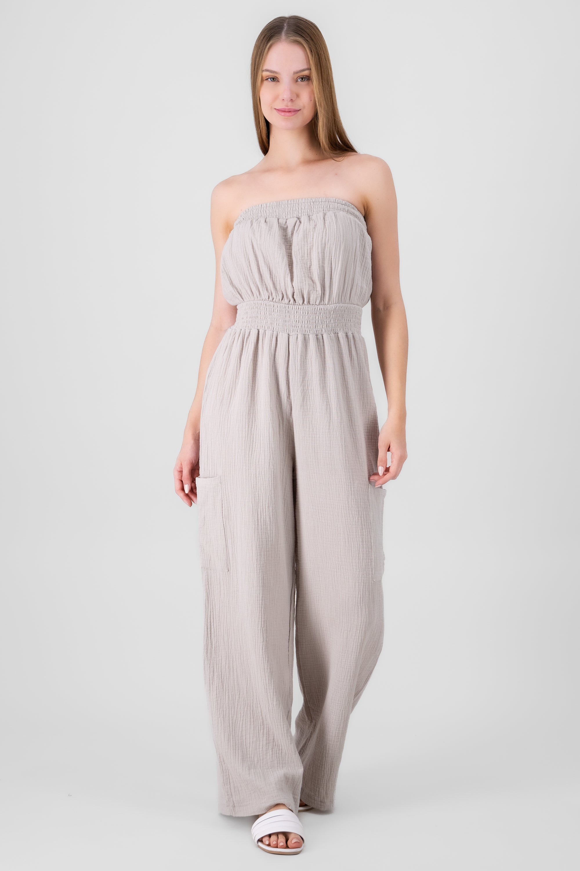 Jumpsuit bandeau con bolsas GRIS CLARO