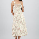 Vestido midi estampado flores