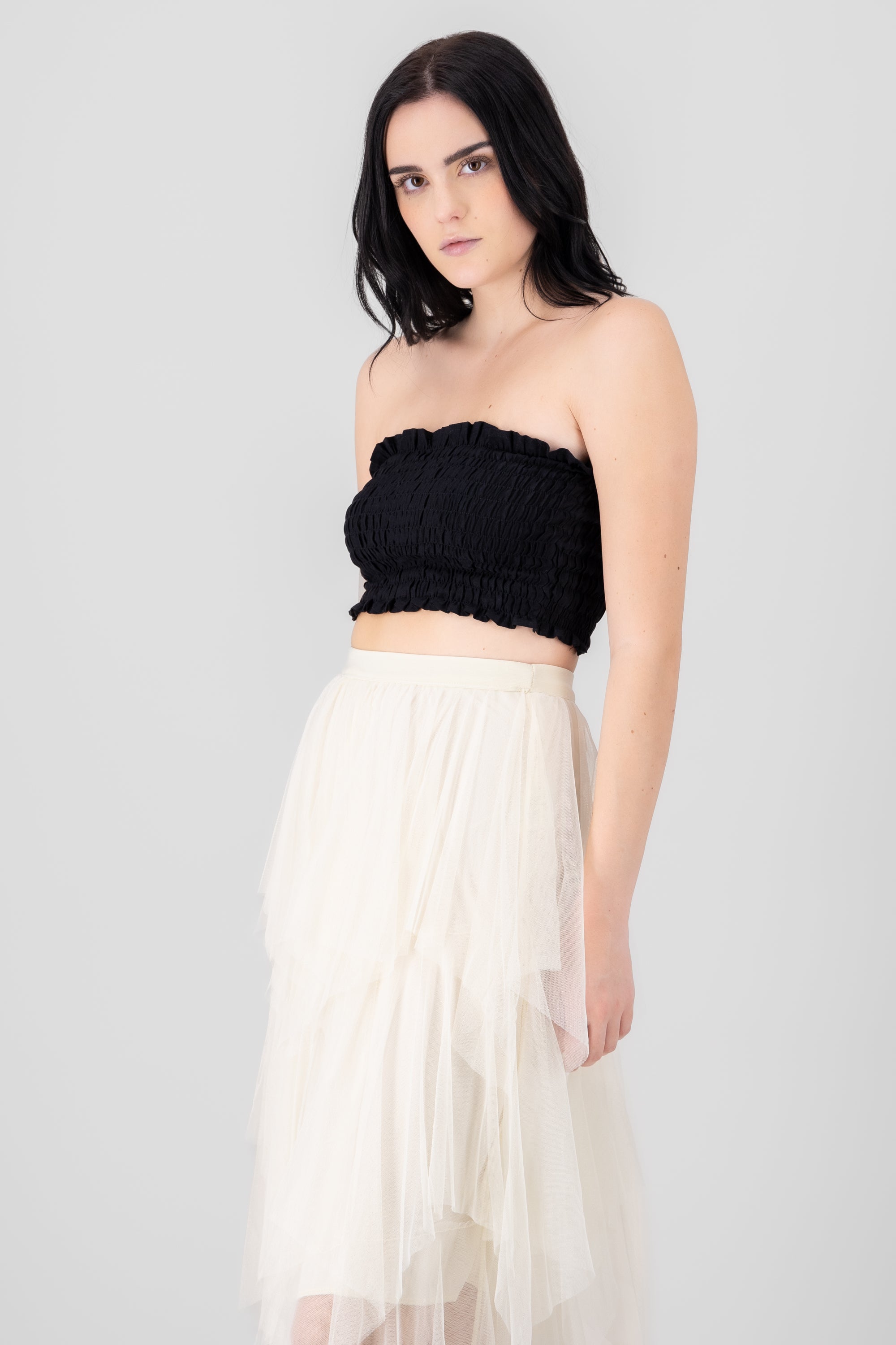 Top smock corto NEGRO