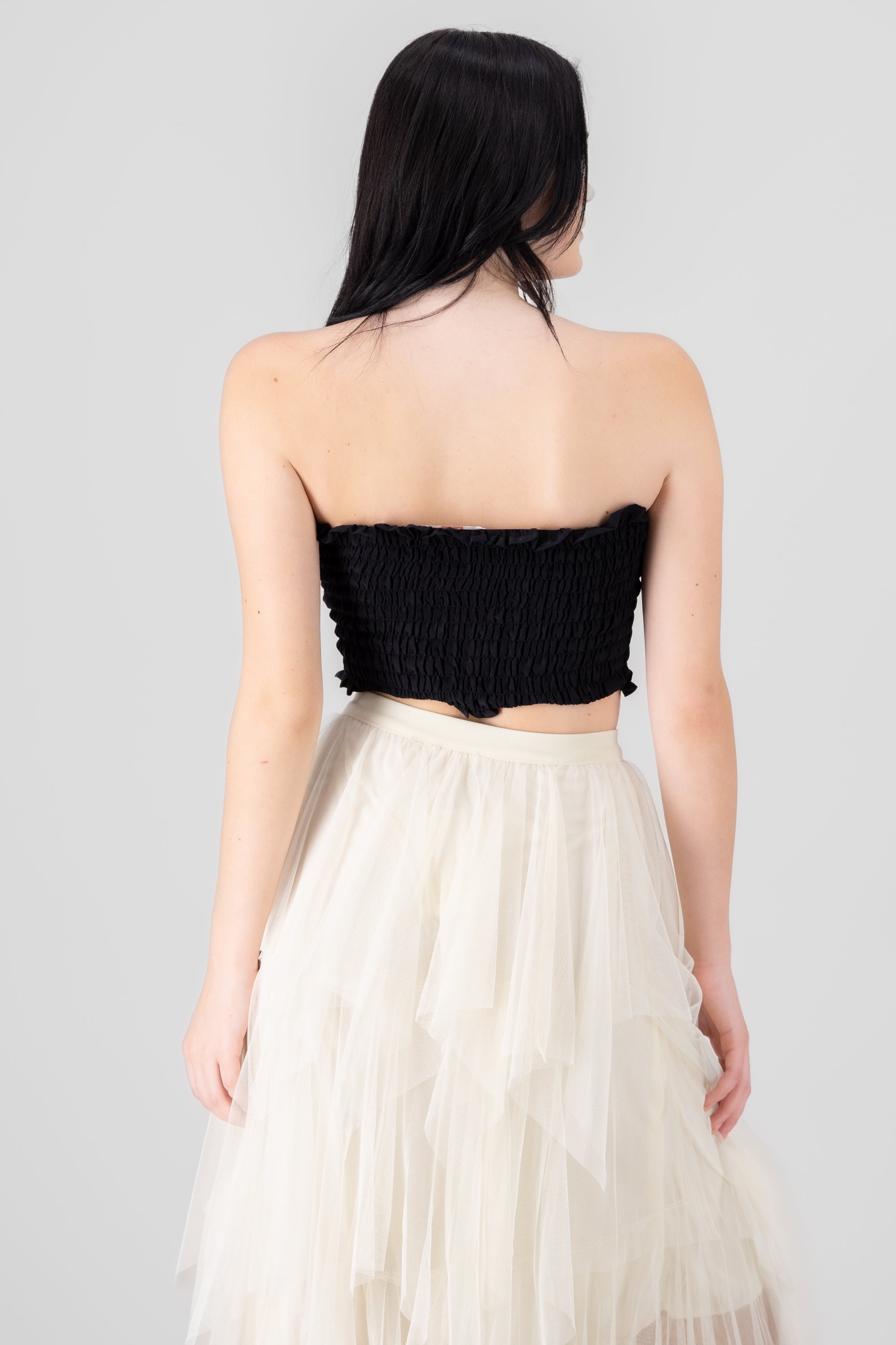 Top smock corto NEGRO