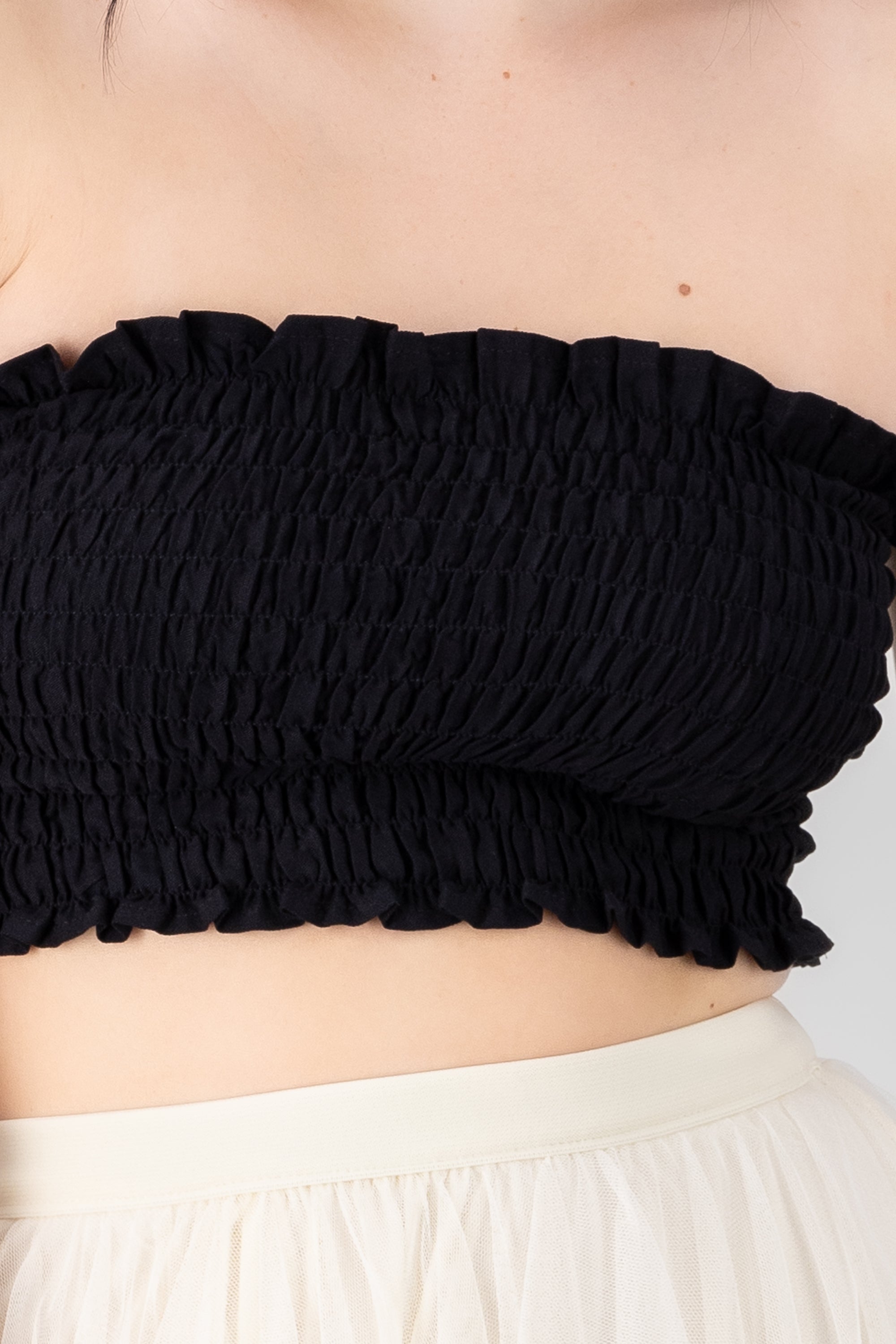 Top smock corto NEGRO