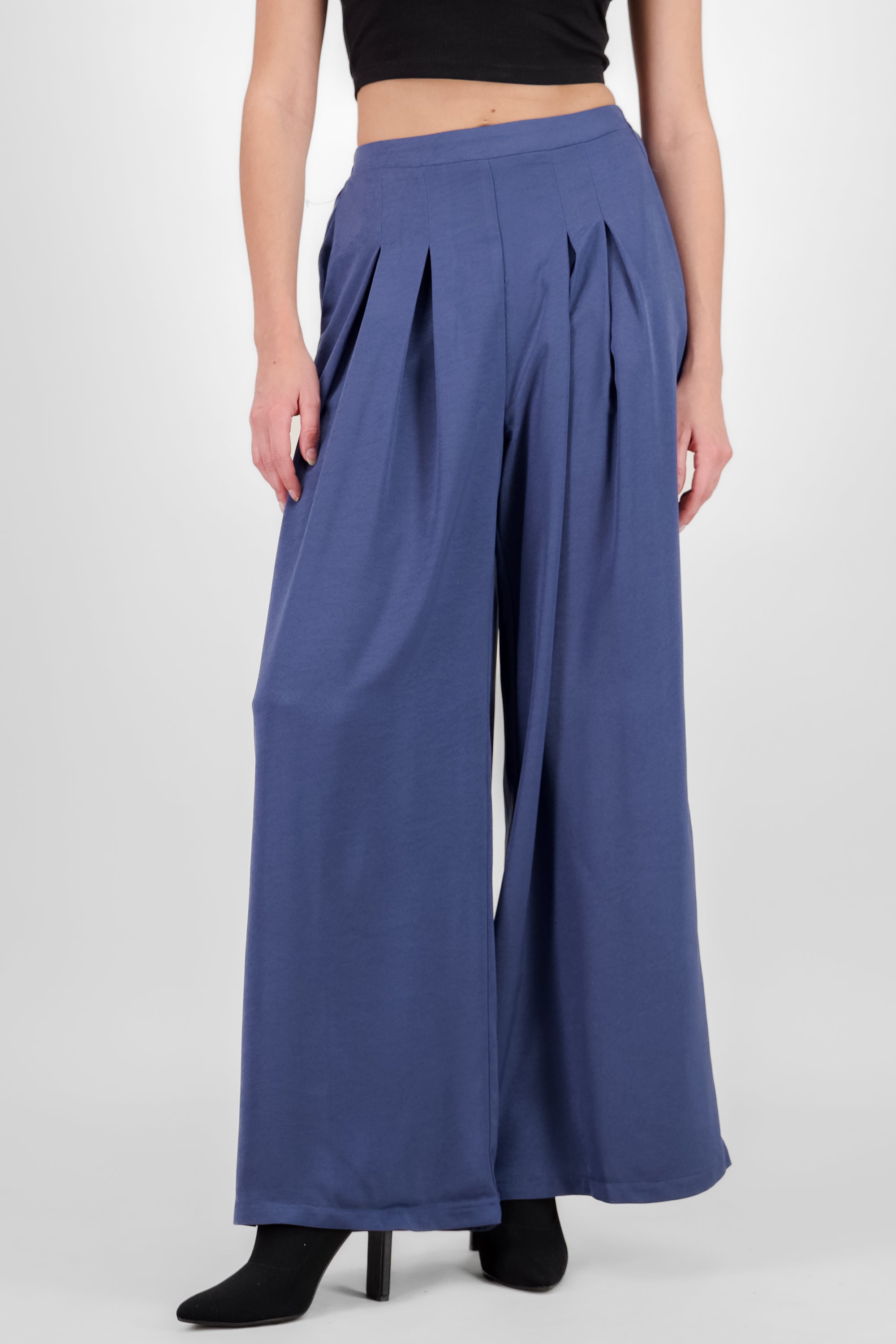 Pantalon wide leg satinado AZUL