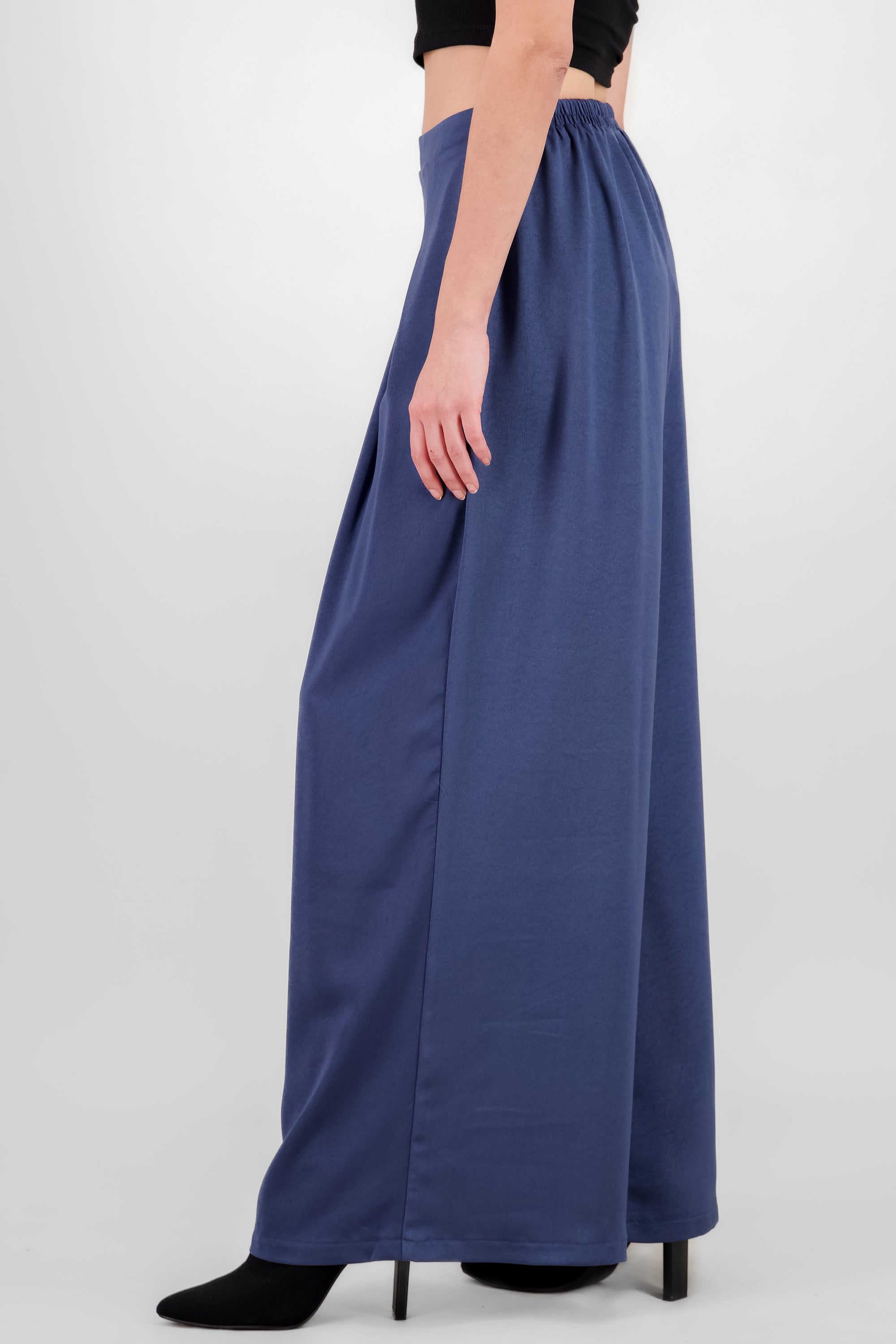 Pantalon wide leg satinado AZUL