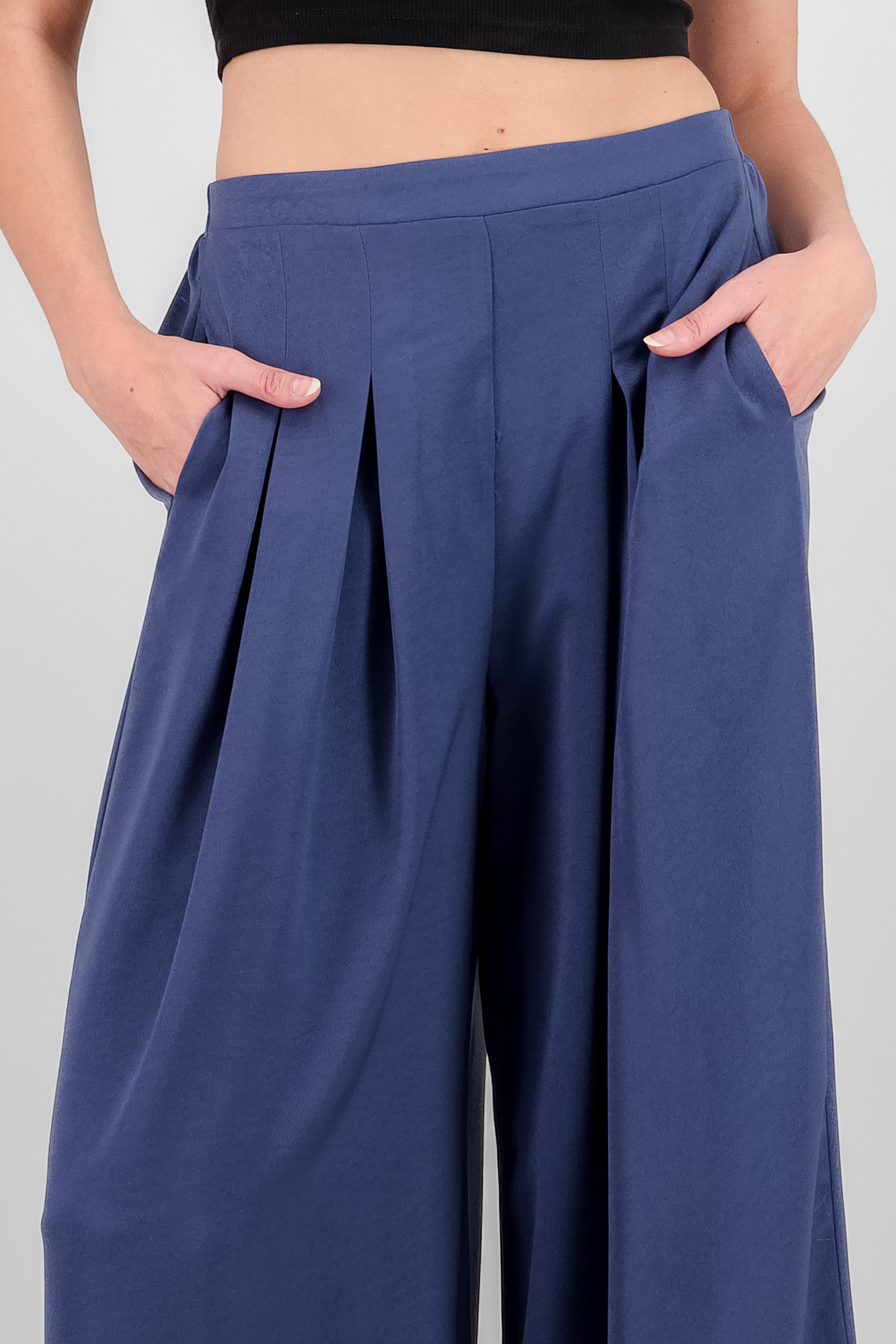 Pantalon wide leg satinado AZUL