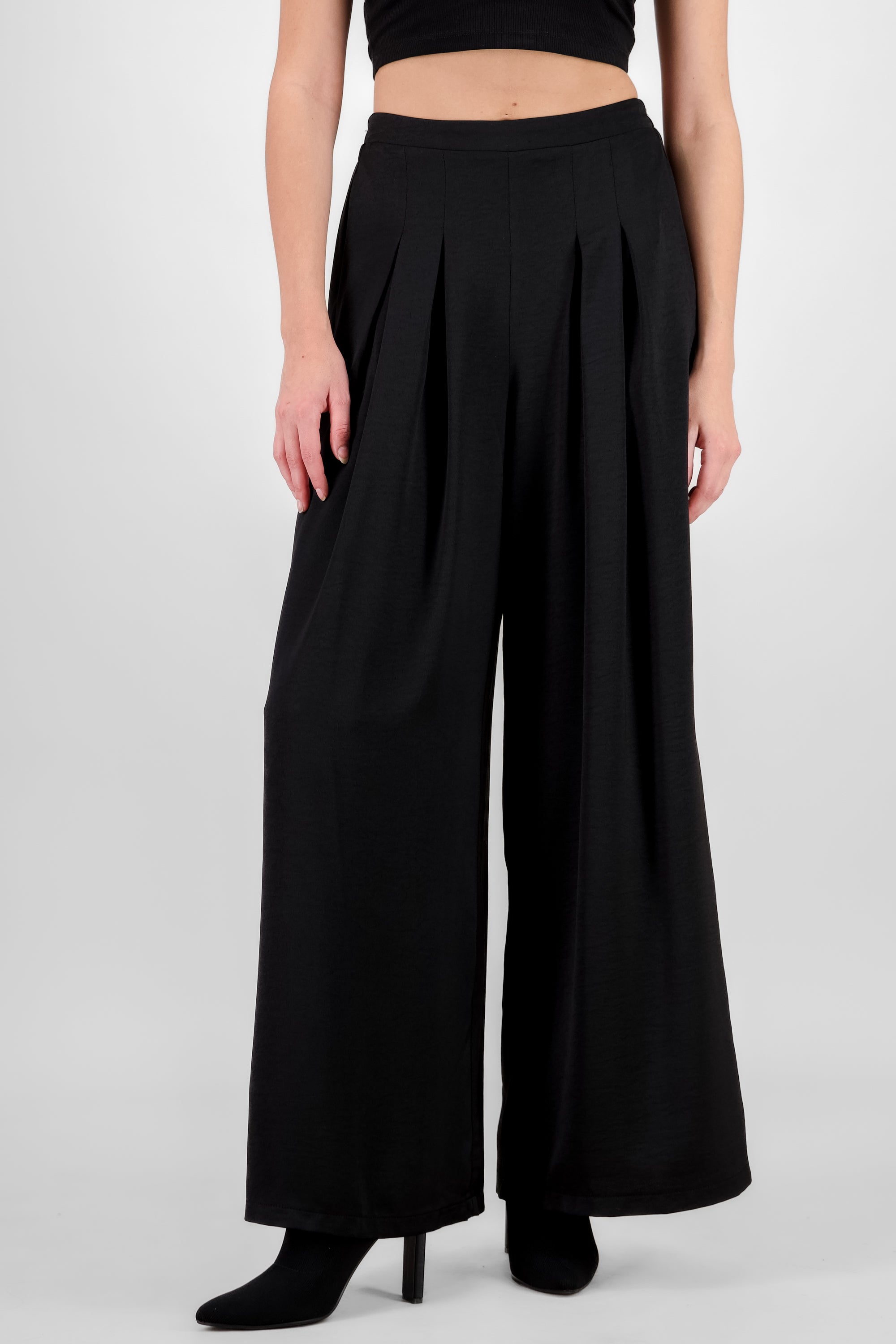 Pantalon wide leg satinado NEGRO