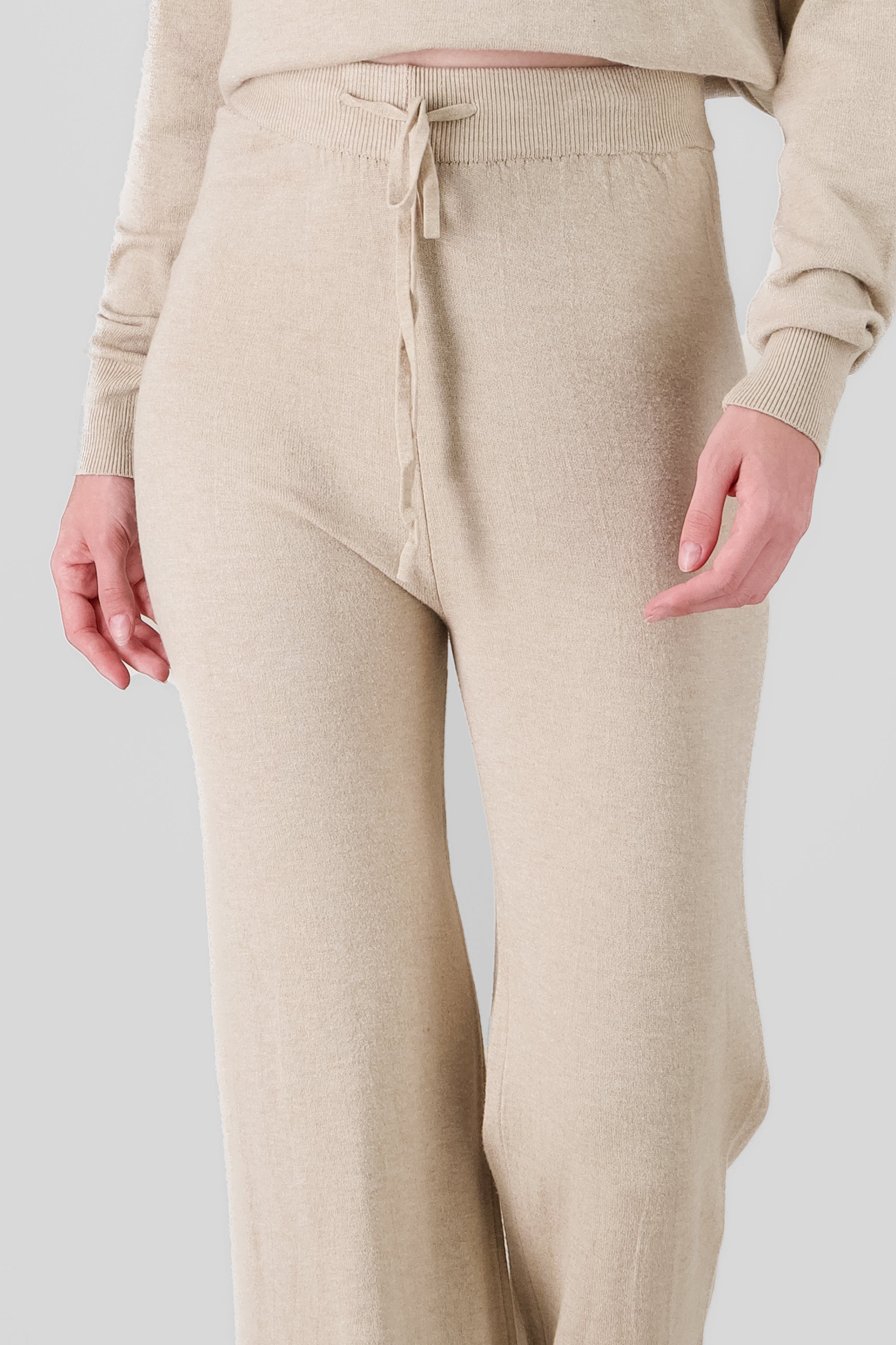 Pantalon tejido de punto BEIGE