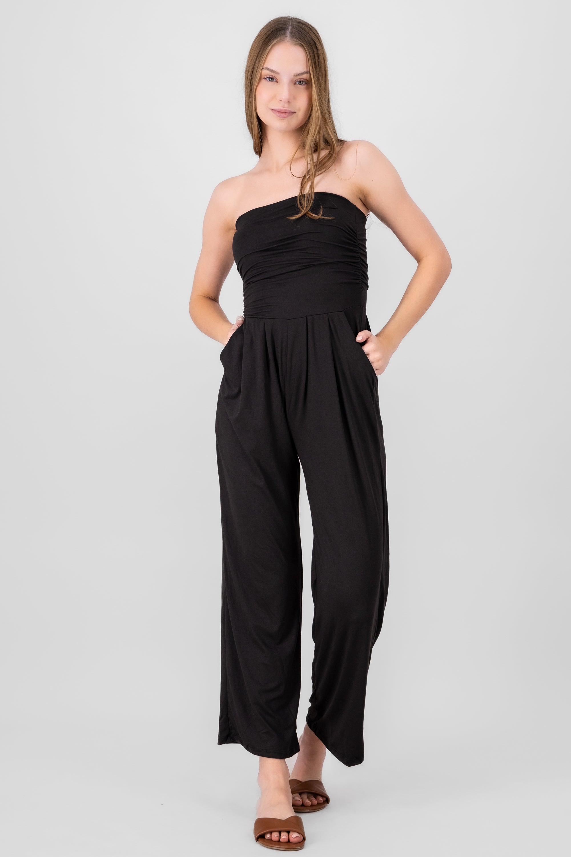 Jumpsuit strapless liso NEGRO