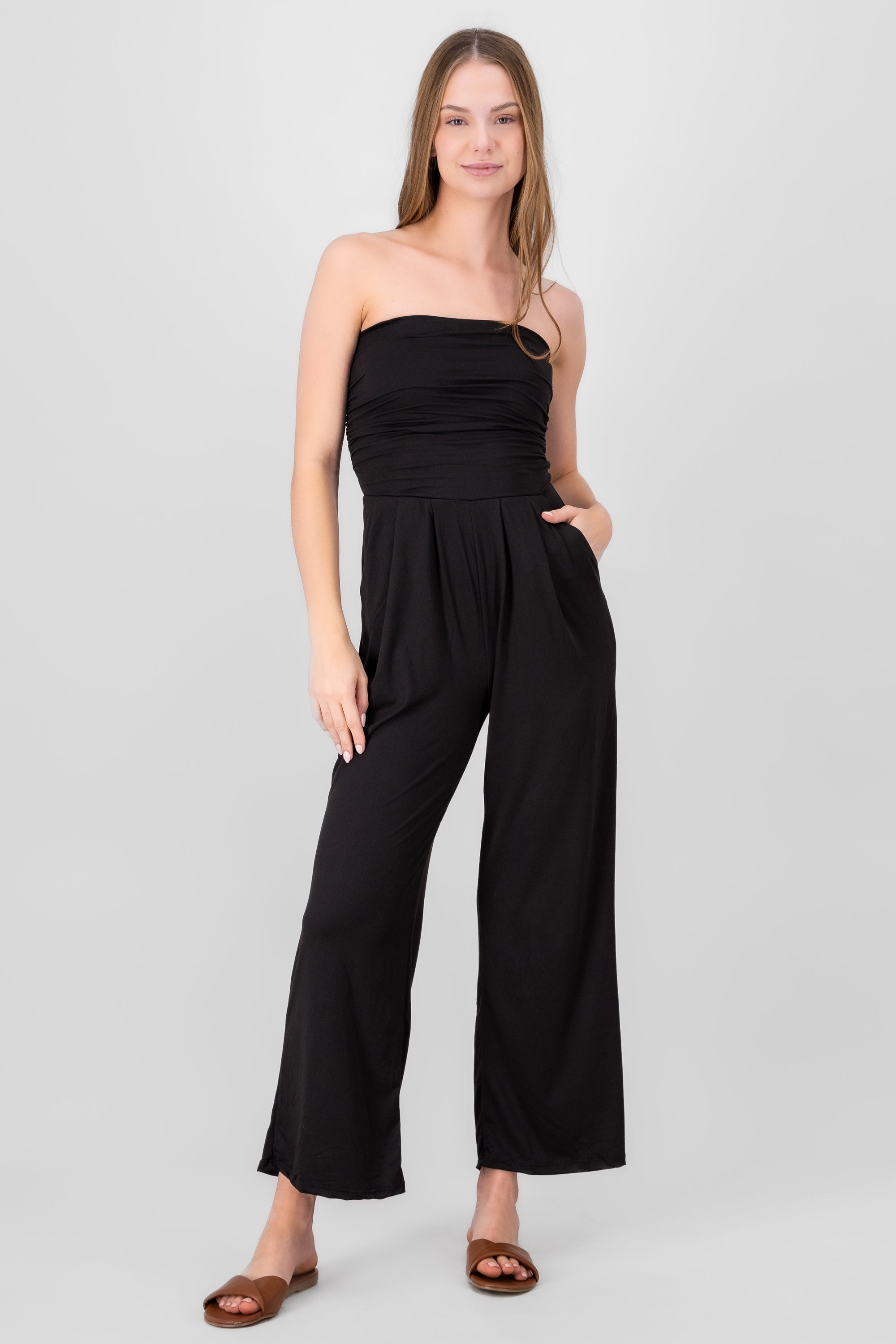 Jumpsuit strapless liso NEGRO