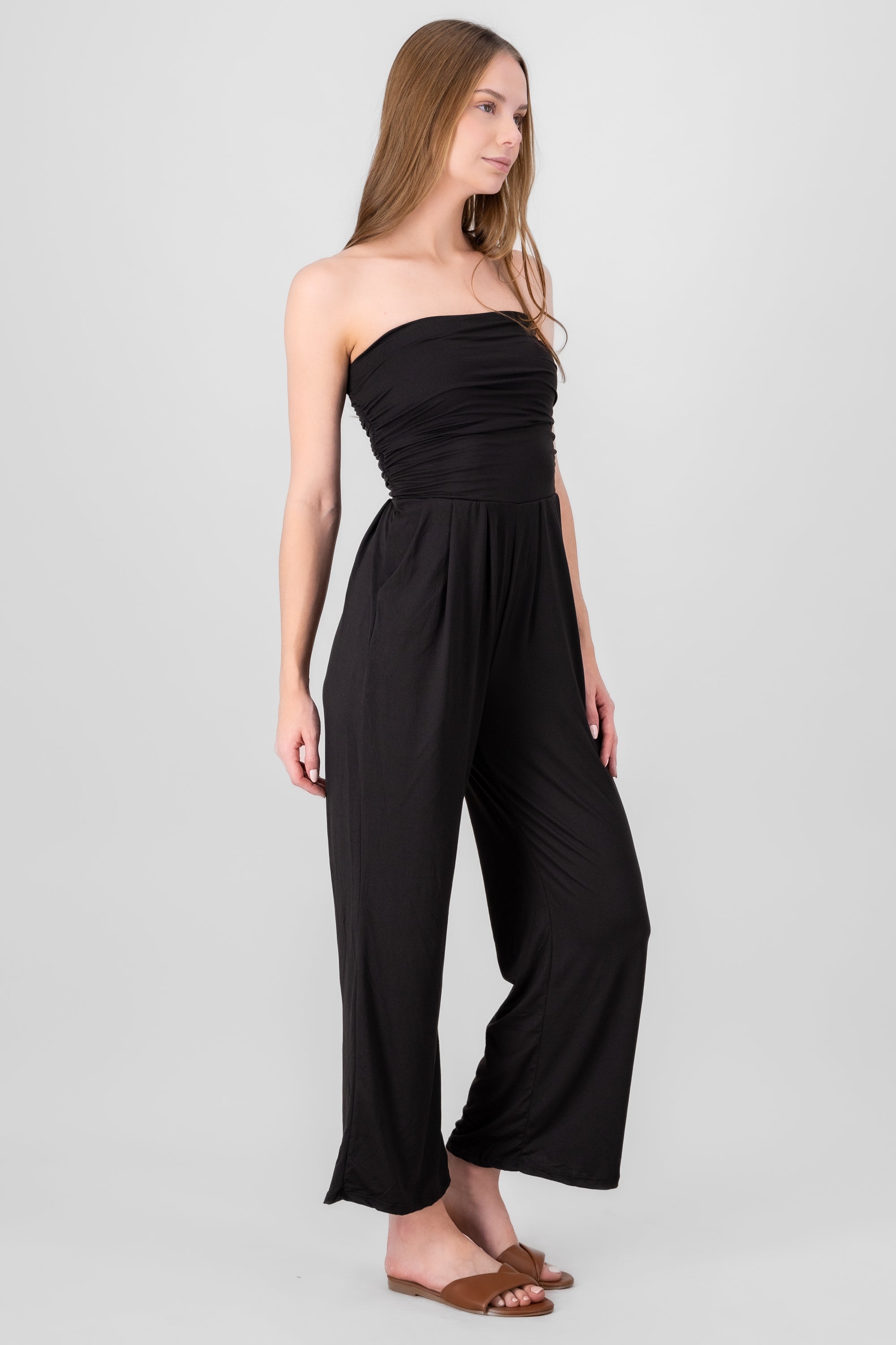 Jumpsuit strapless liso NEGRO