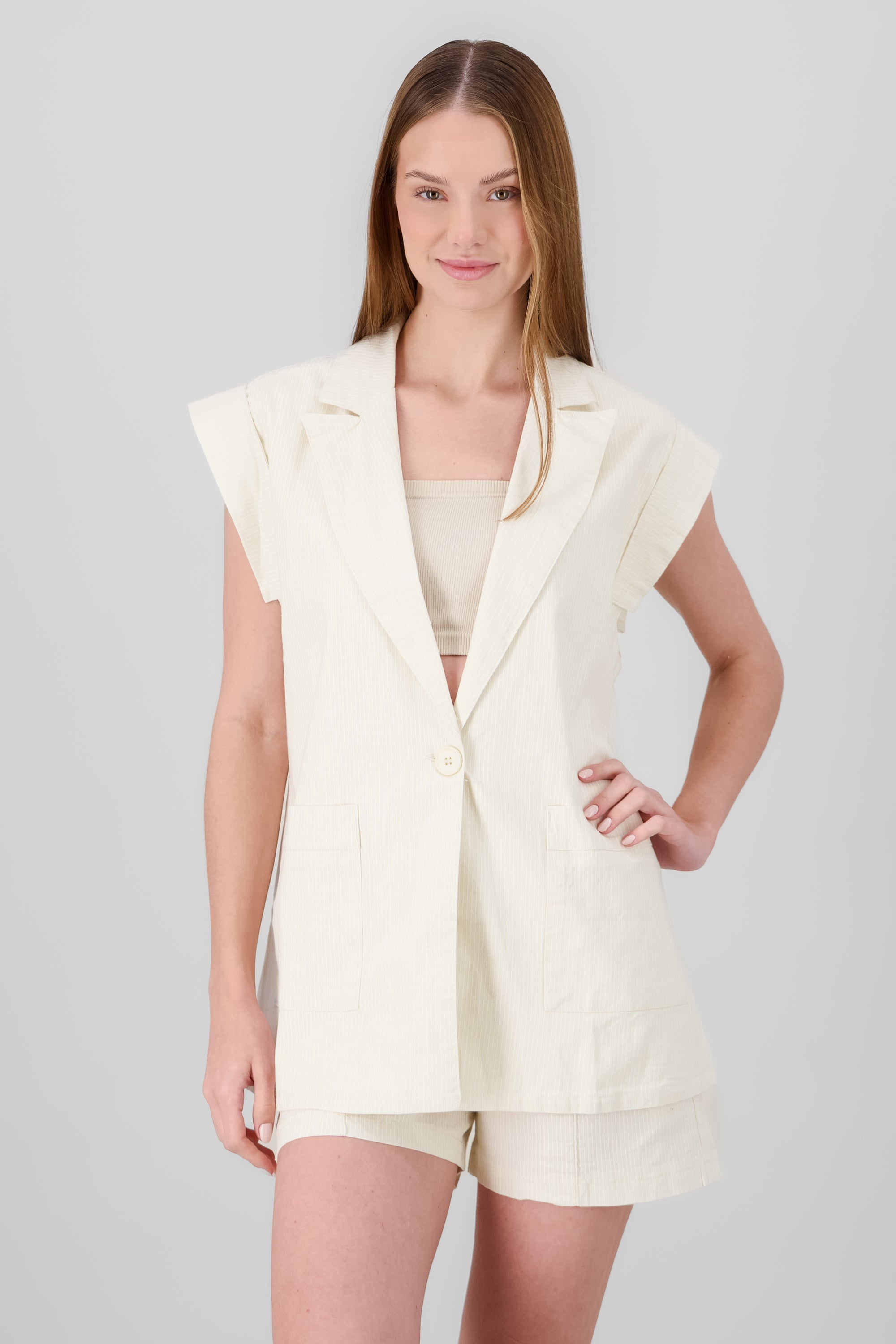 Chaleco oversize liso BEIGE