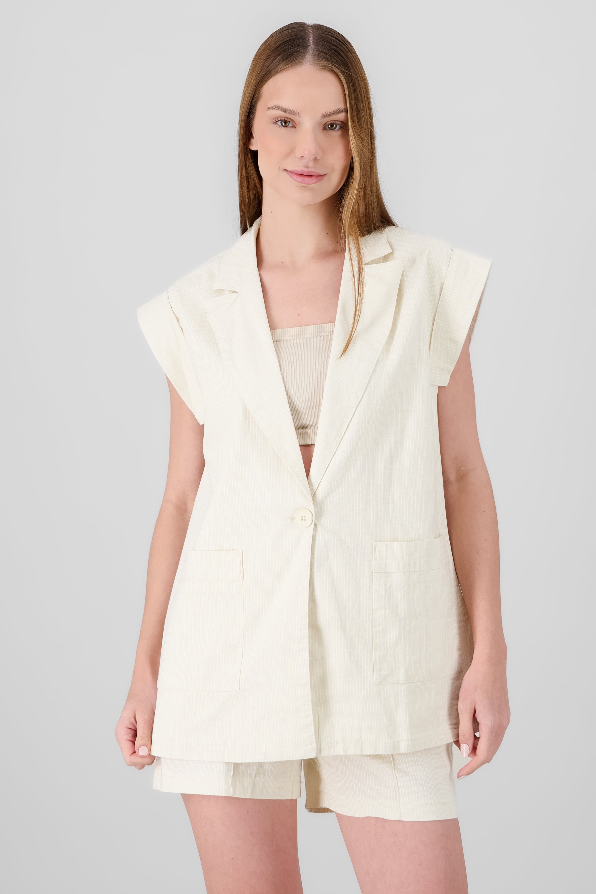 Chaleco oversize liso BEIGE