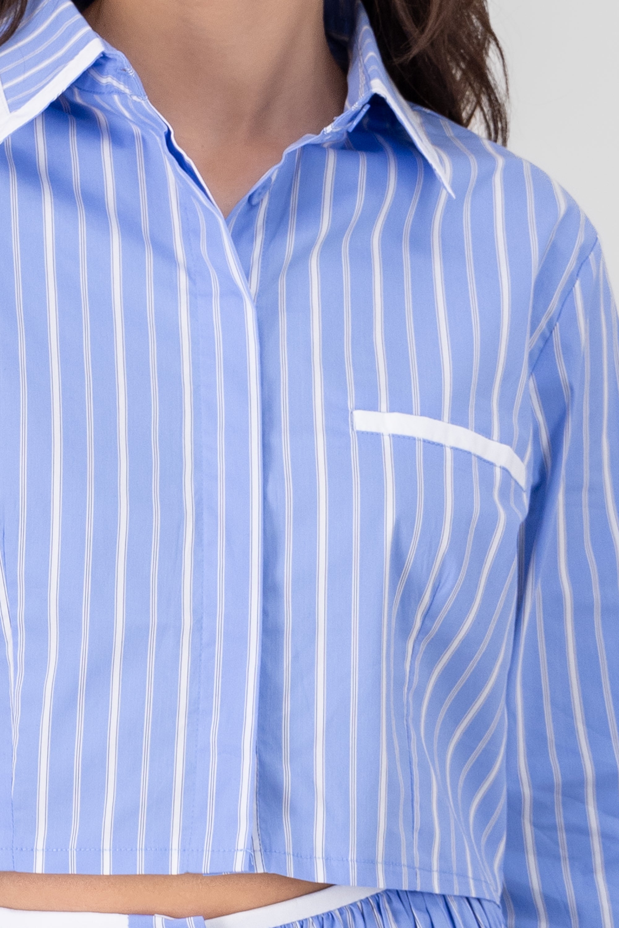 Camisa rayas detalle contraste AZUL COMBO