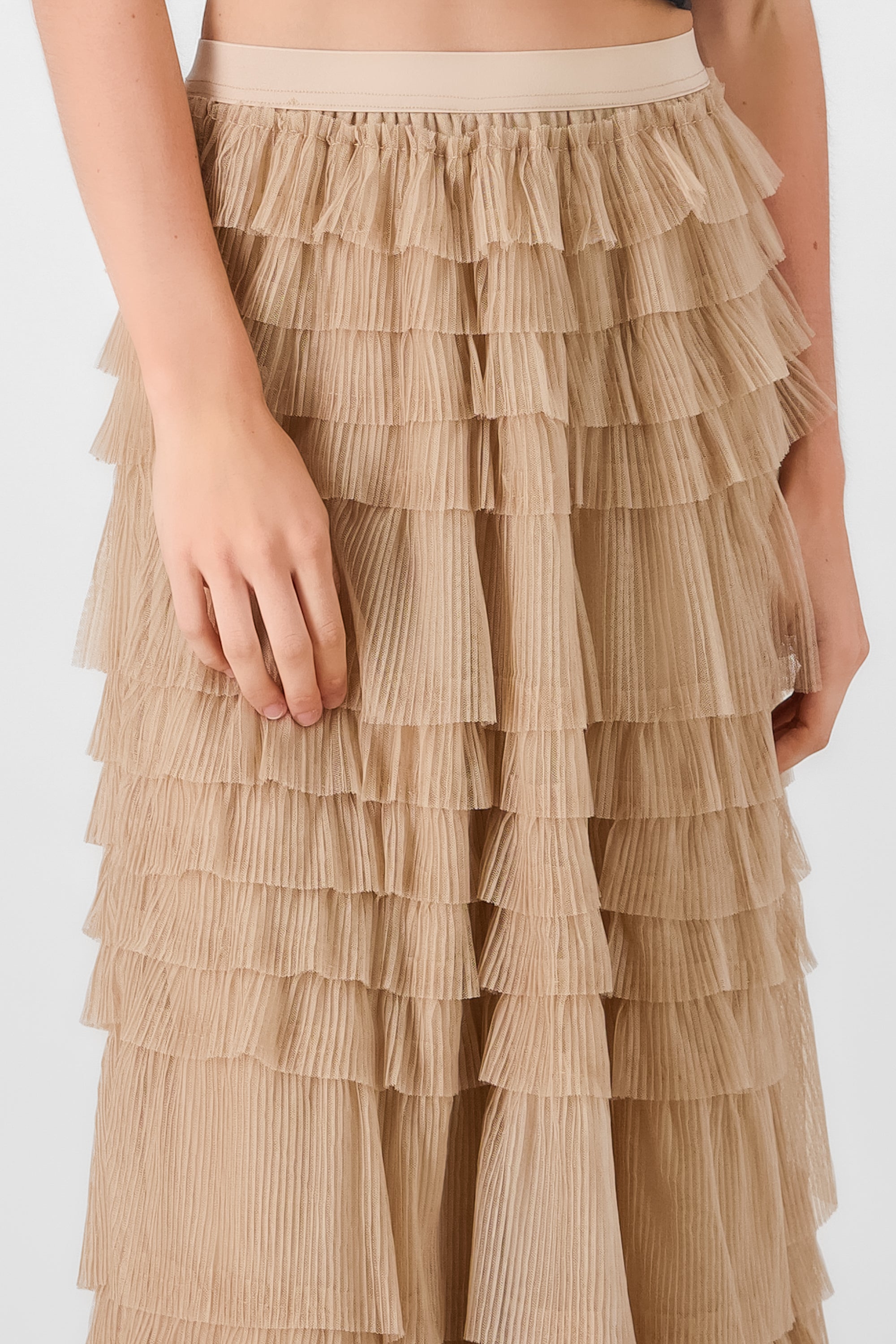 Falda maxi tul capas BEIGE