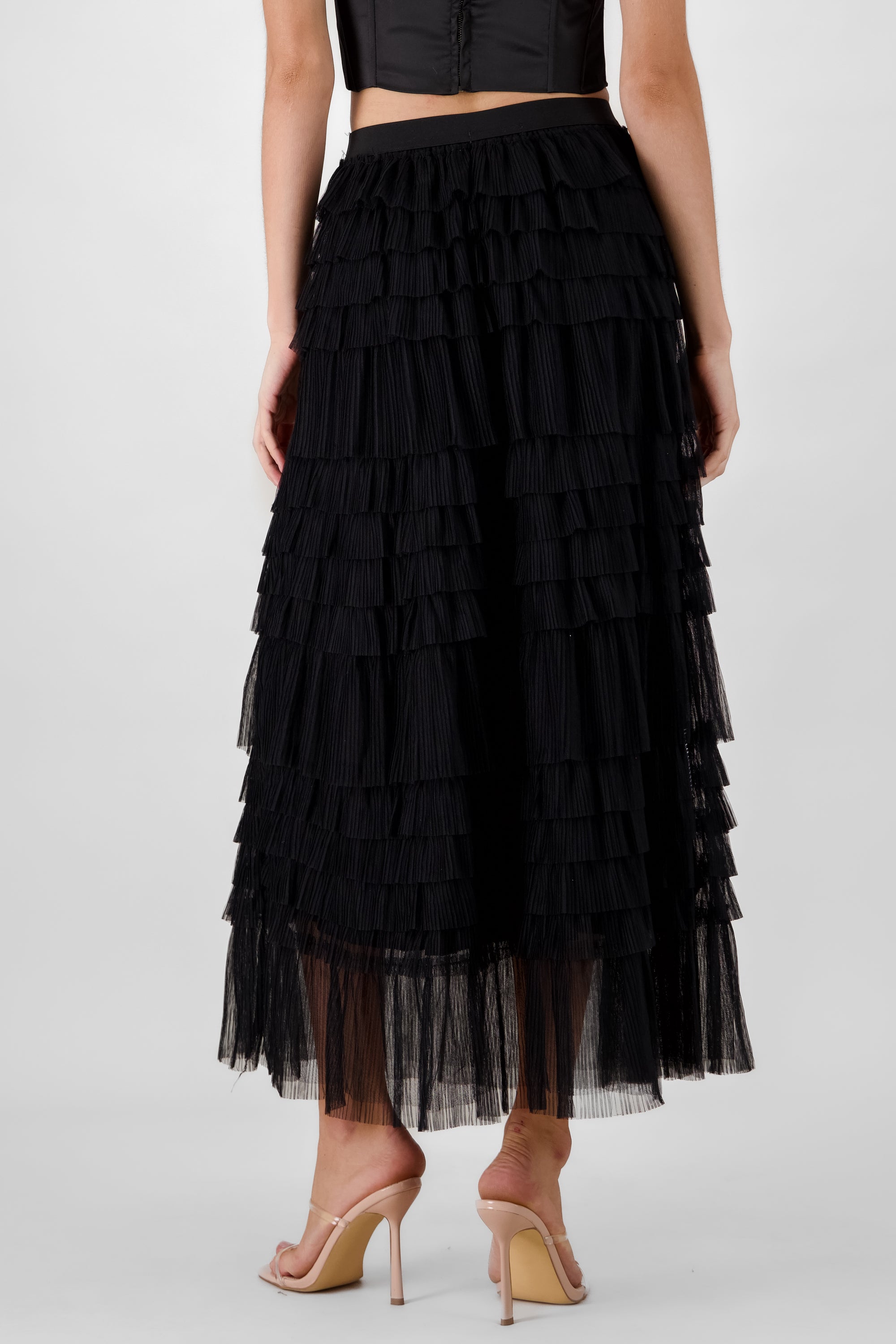 Falda maxi tul capas NEGRO