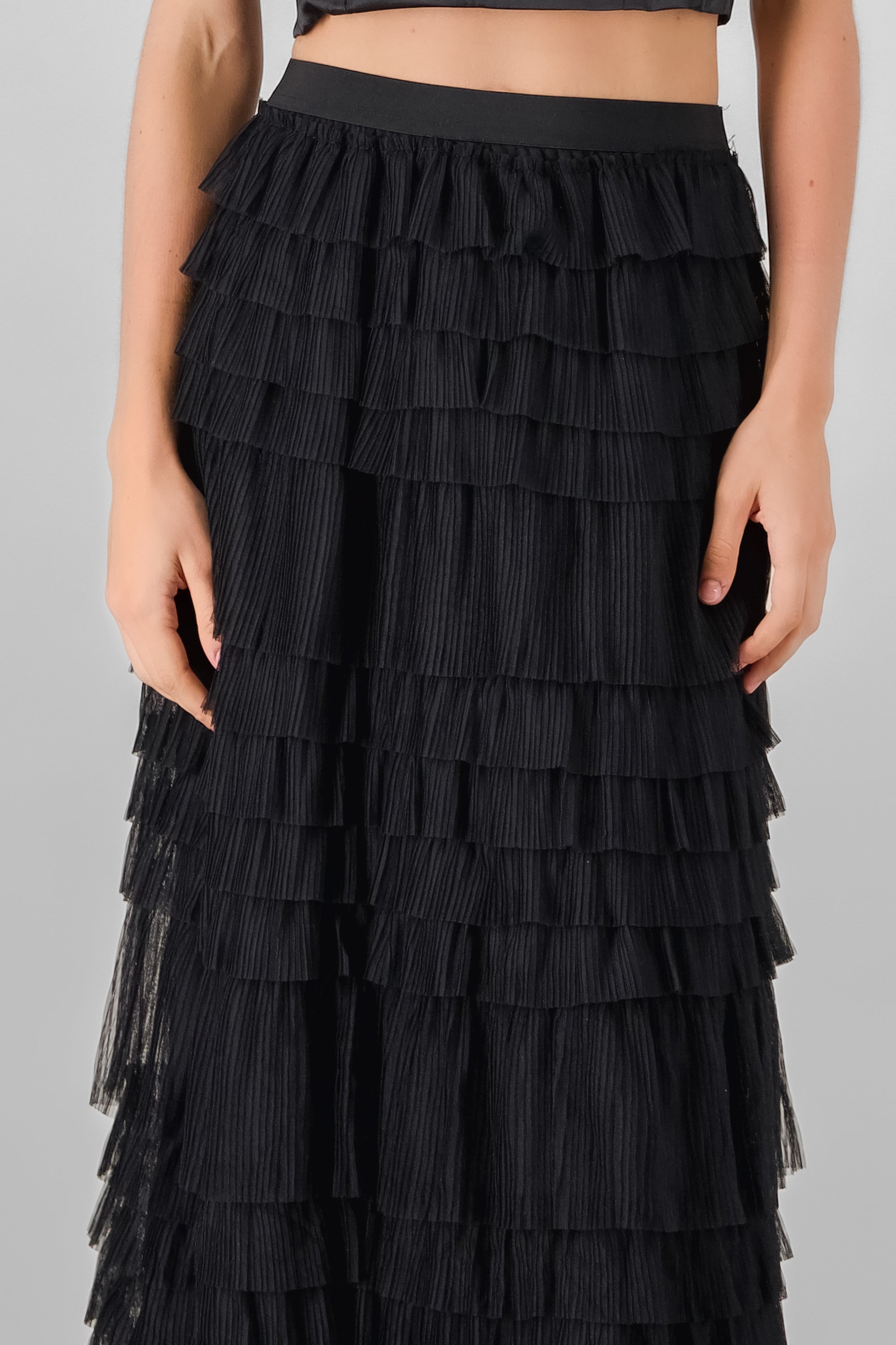 Falda maxi tul capas NEGRO