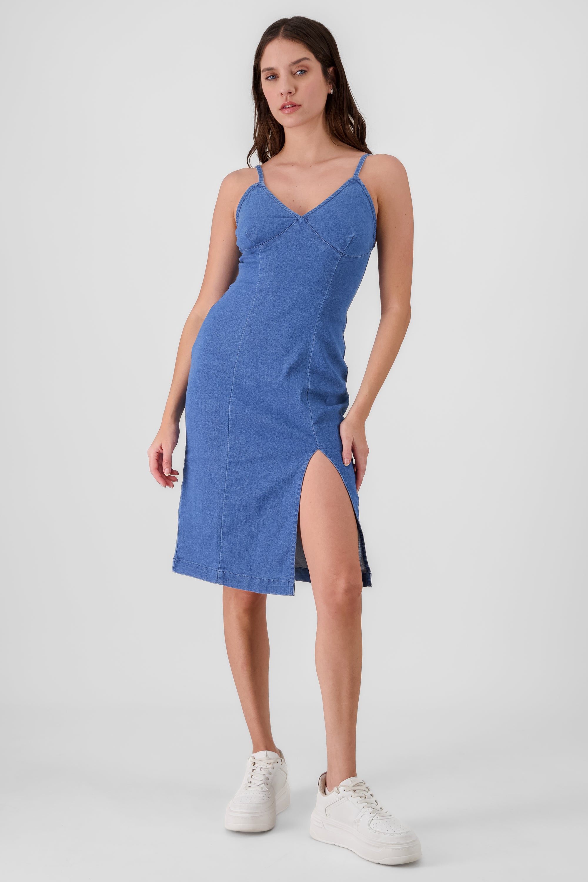 Vestido bodycon midi liso MEDIUM WASH