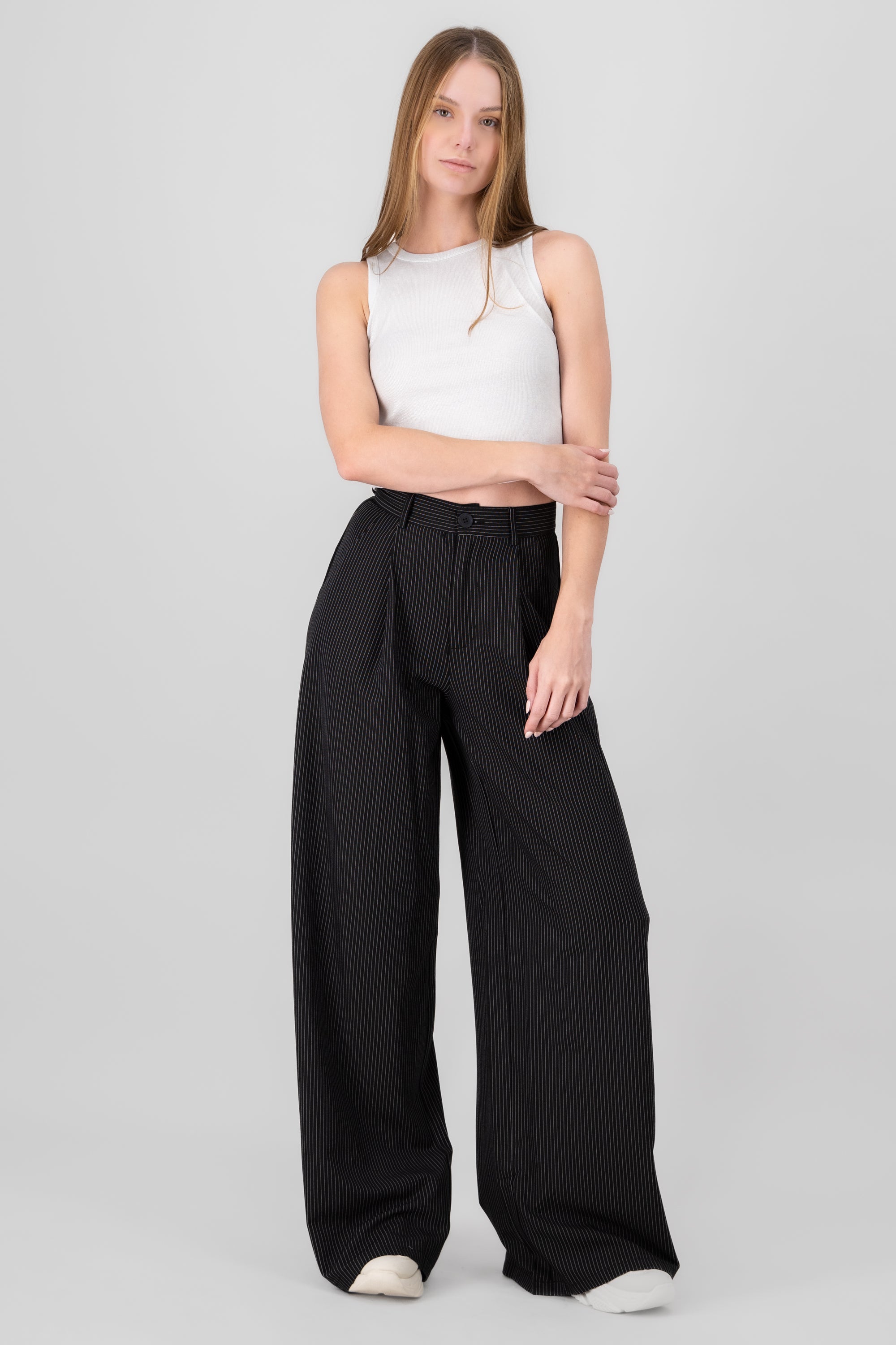 Pantalon sastre detalle rayas NEGRO COMBO