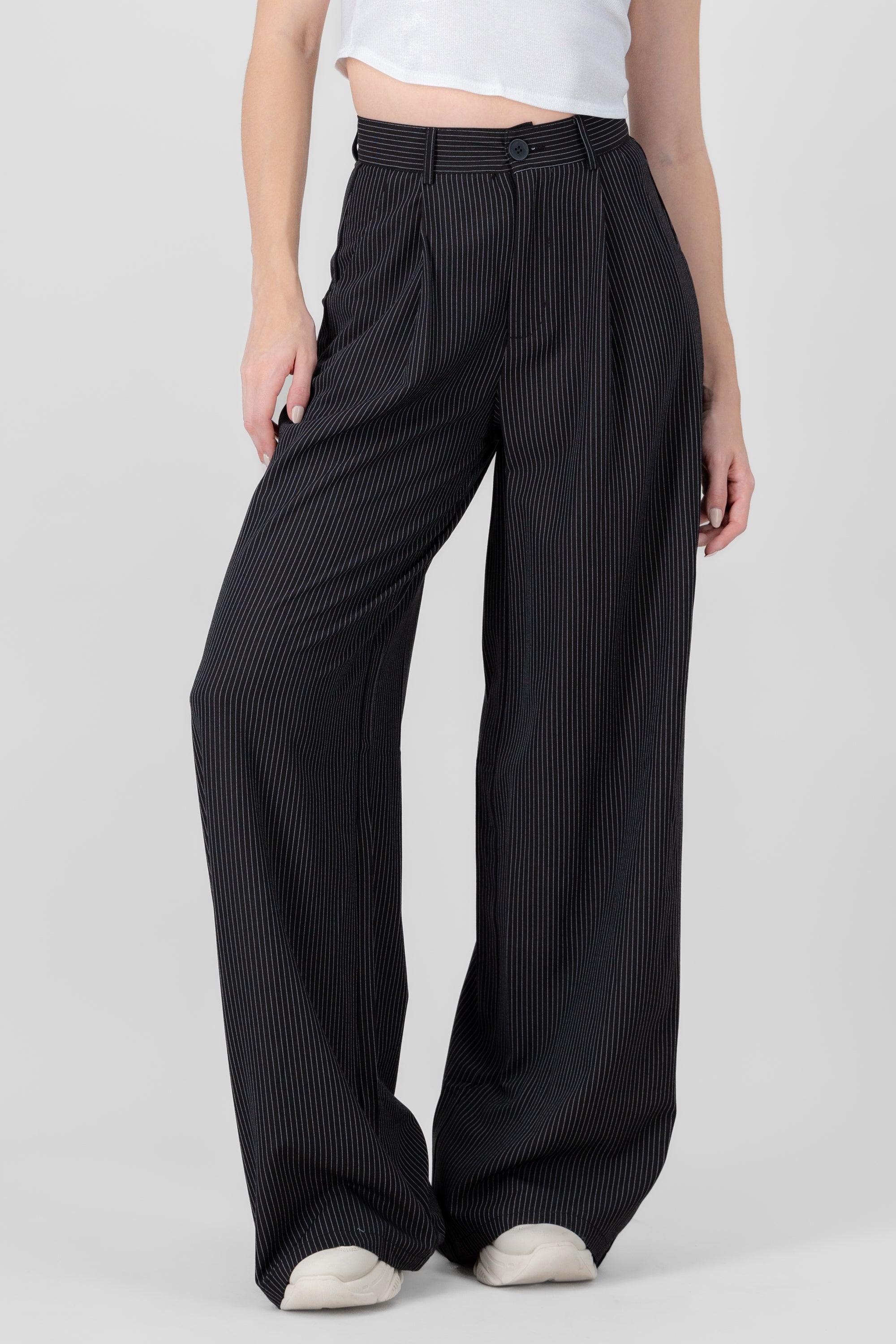 Pantalon sastre detalle rayas NEGRO COMBO