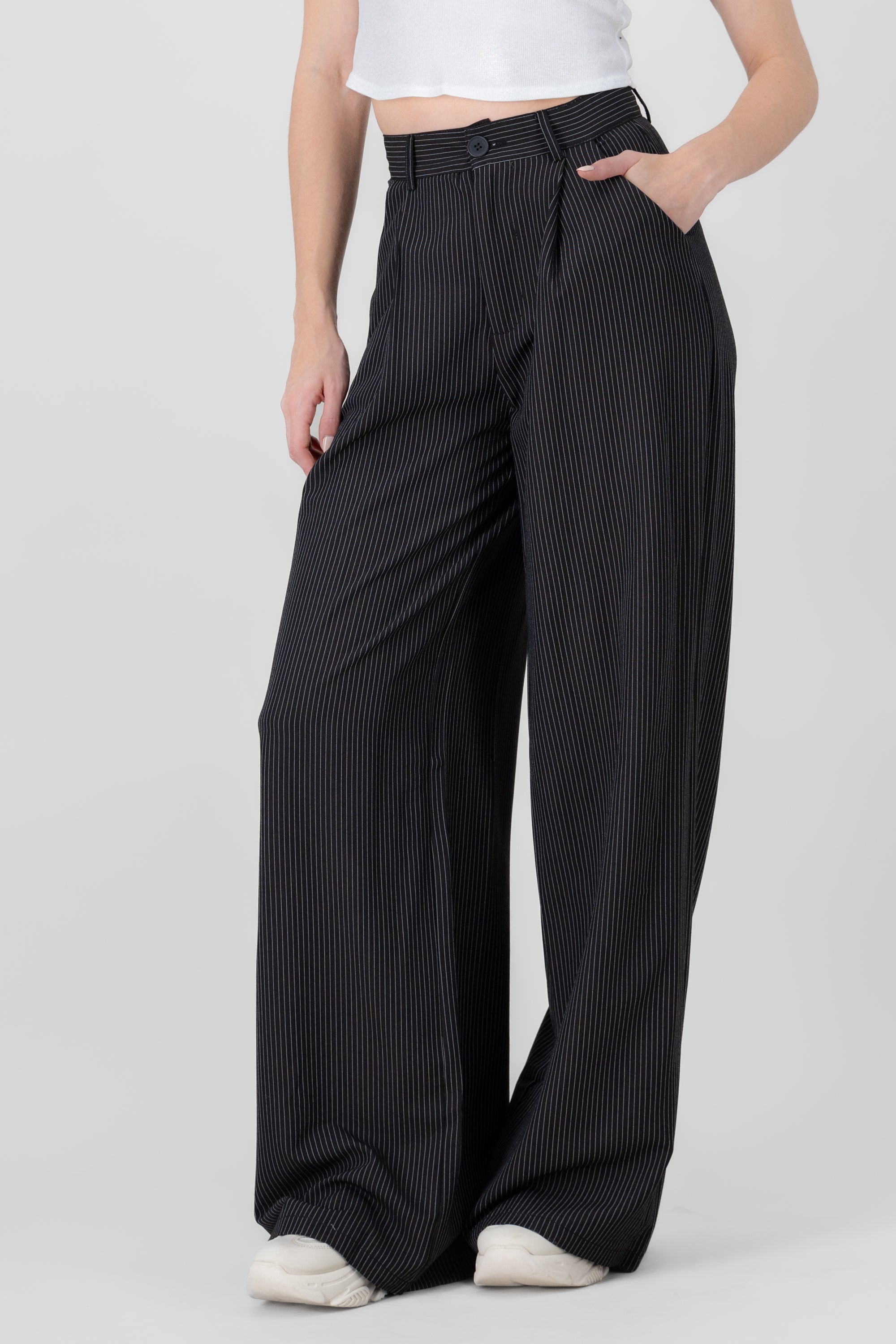 Pantalon sastre detalle rayas NEGRO COMBO
