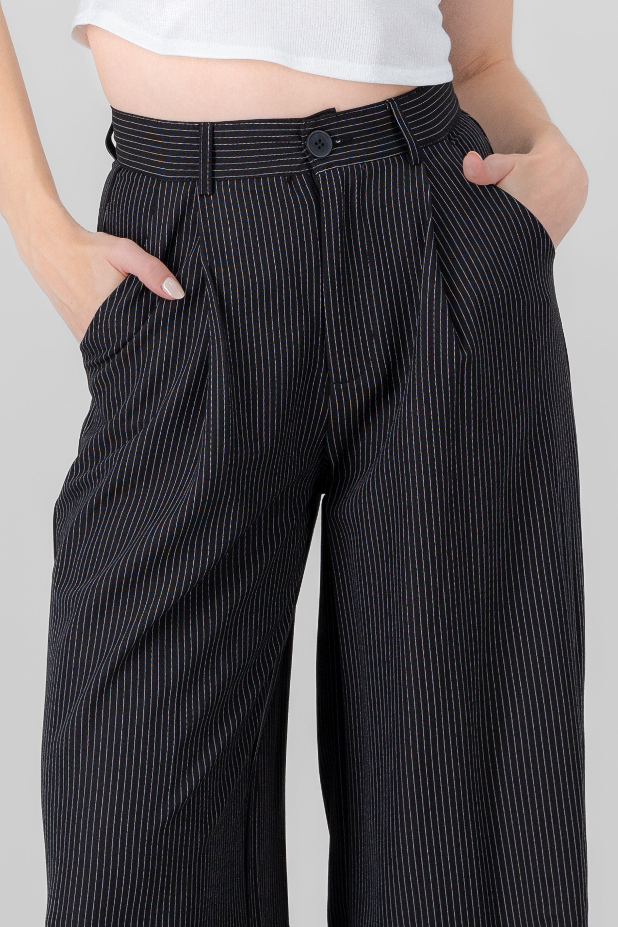 Pantalon sastre detalle rayas NEGRO COMBO