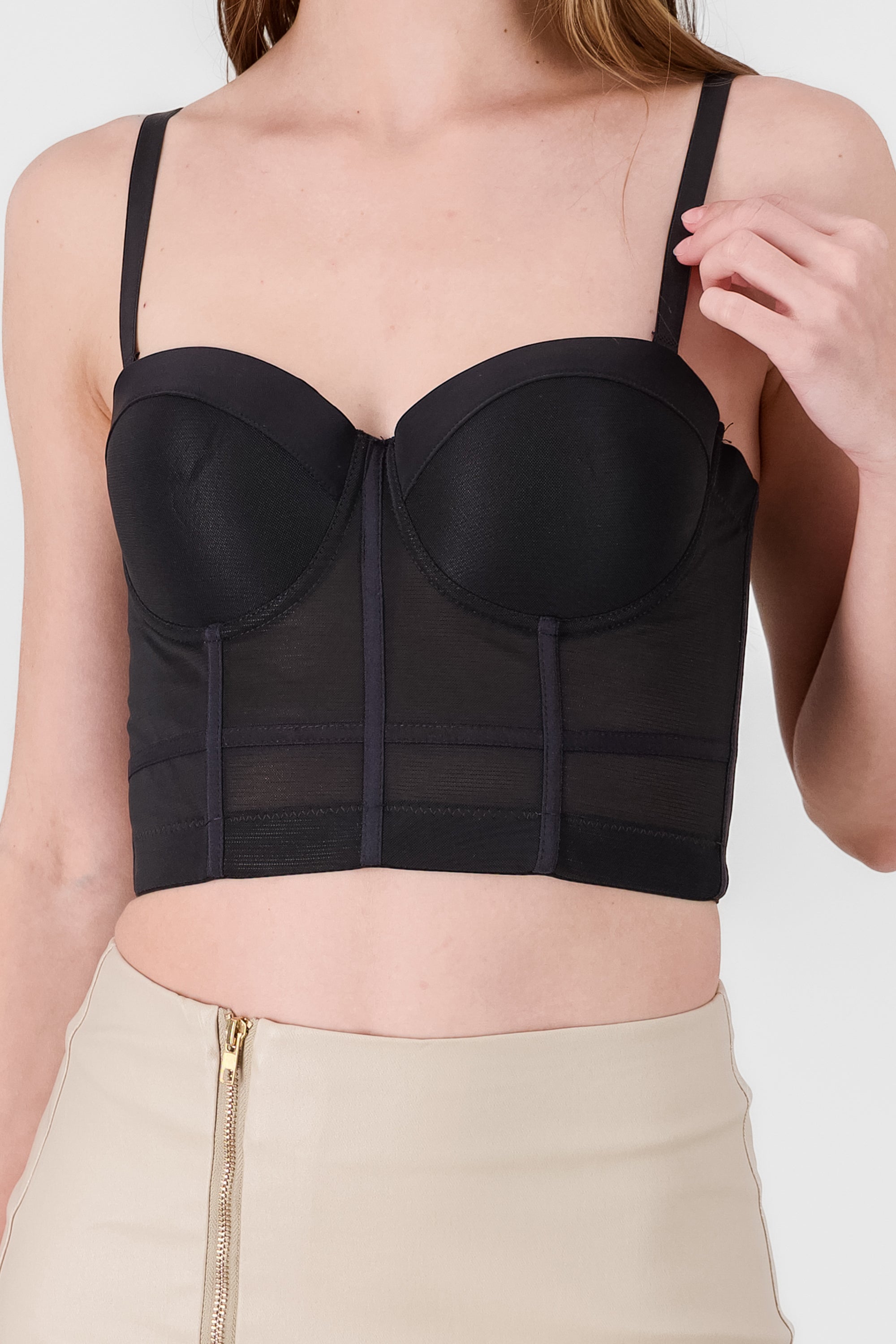 Top corset detalle copas NEGRO