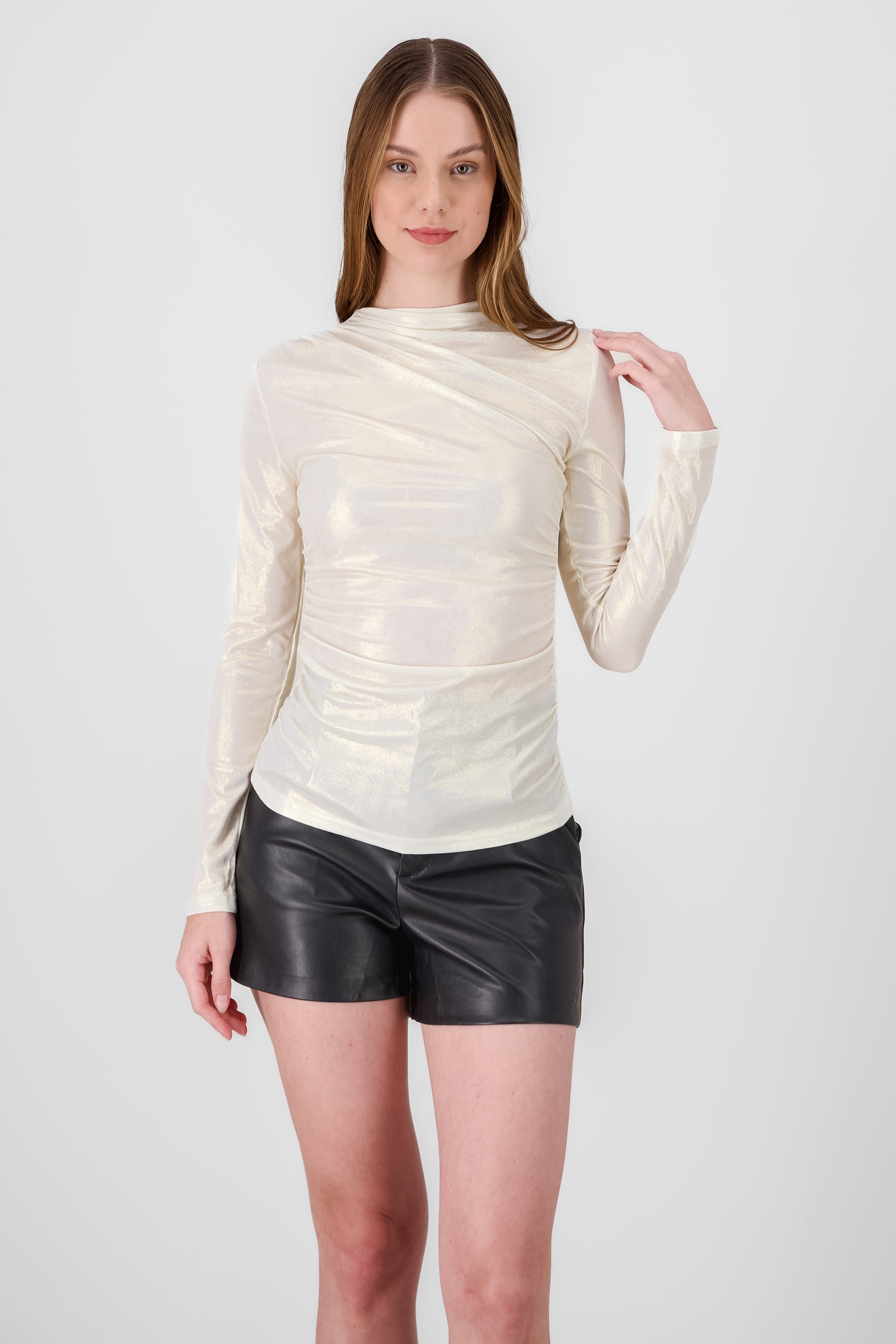 Blusa manga larga metalica HUESO