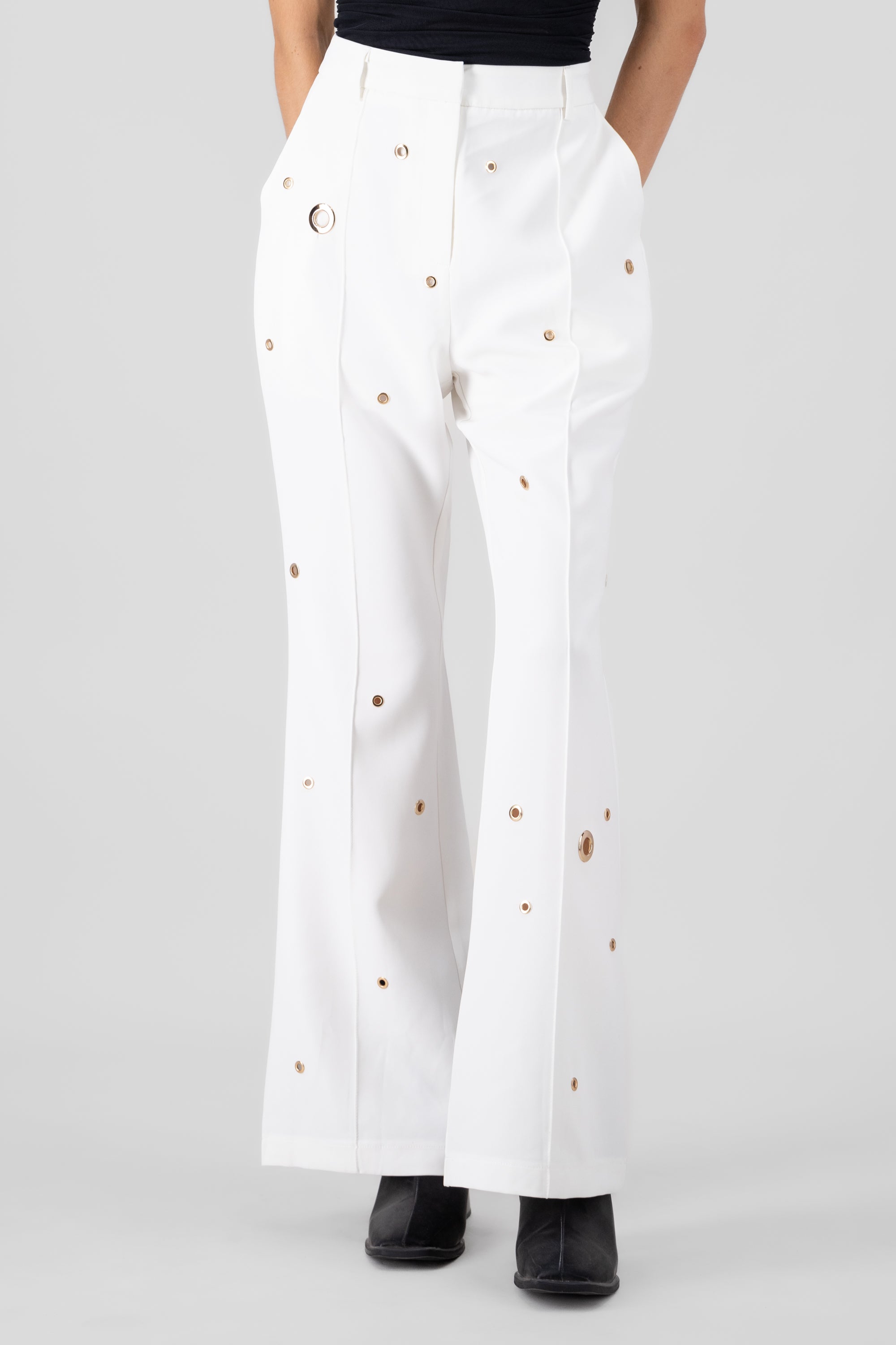 Pantalon de vestir detalle argollas BLANCO