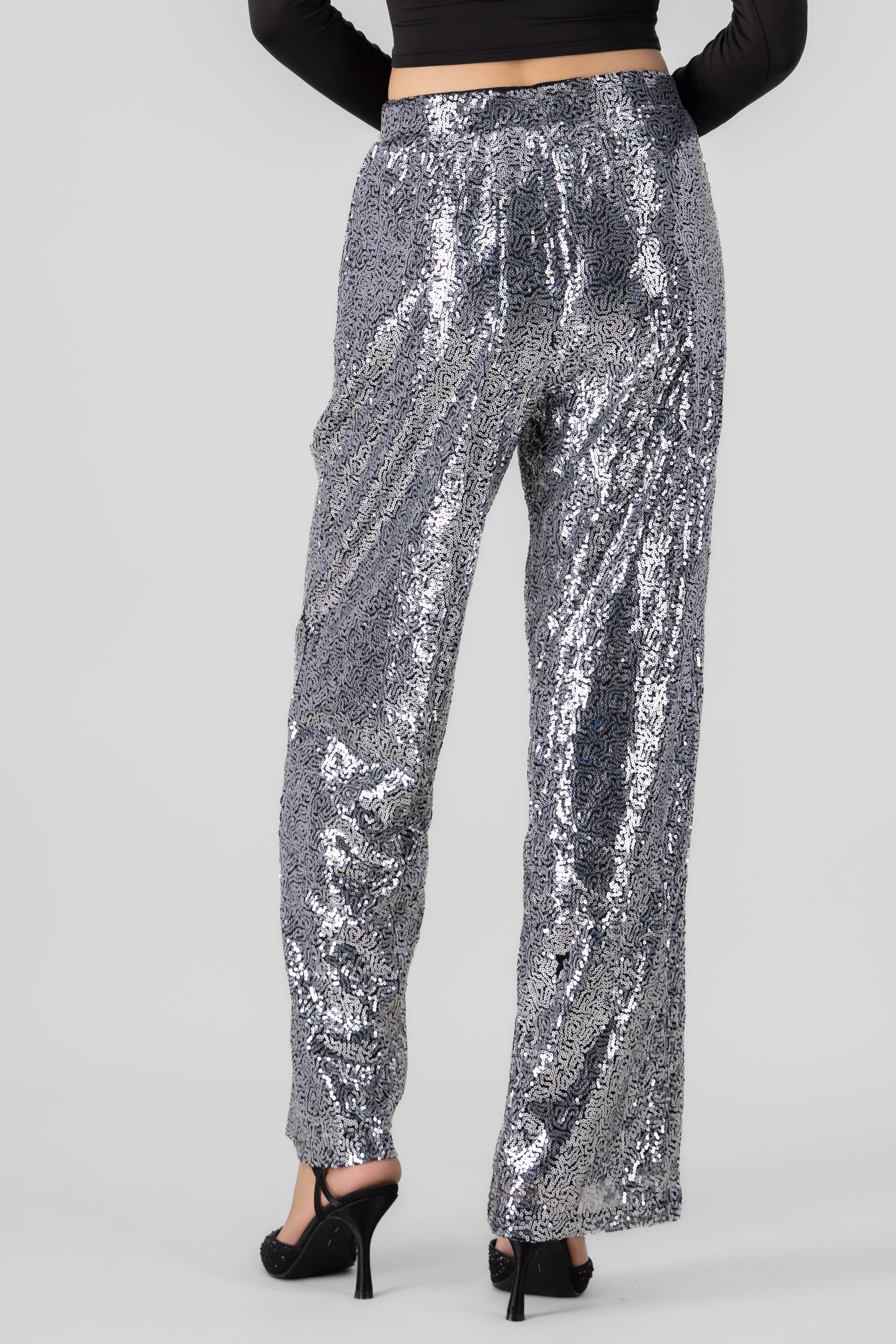 Pantalon fluido brillos PLATA