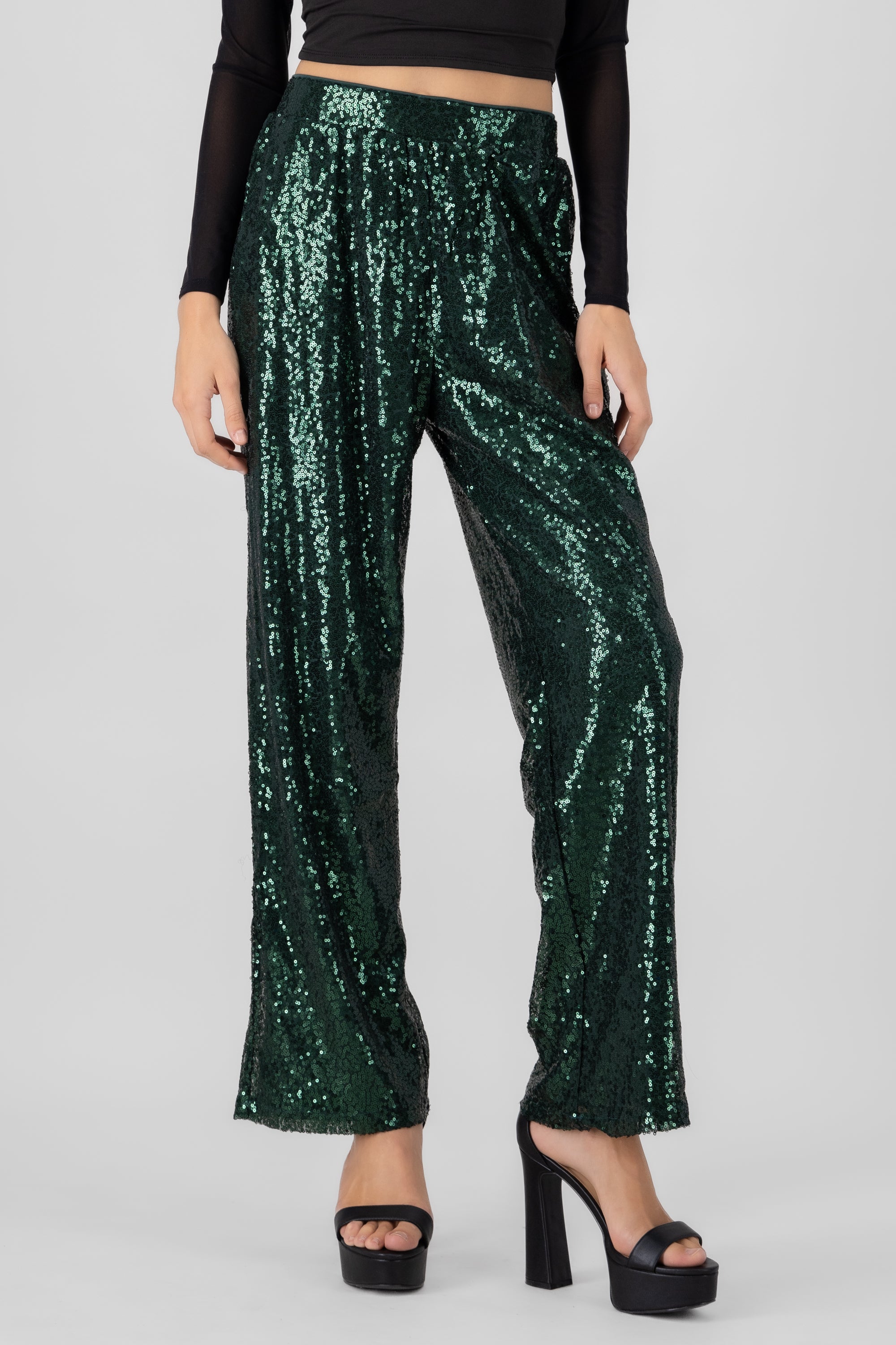 Pantalon fluido brillos VERDE