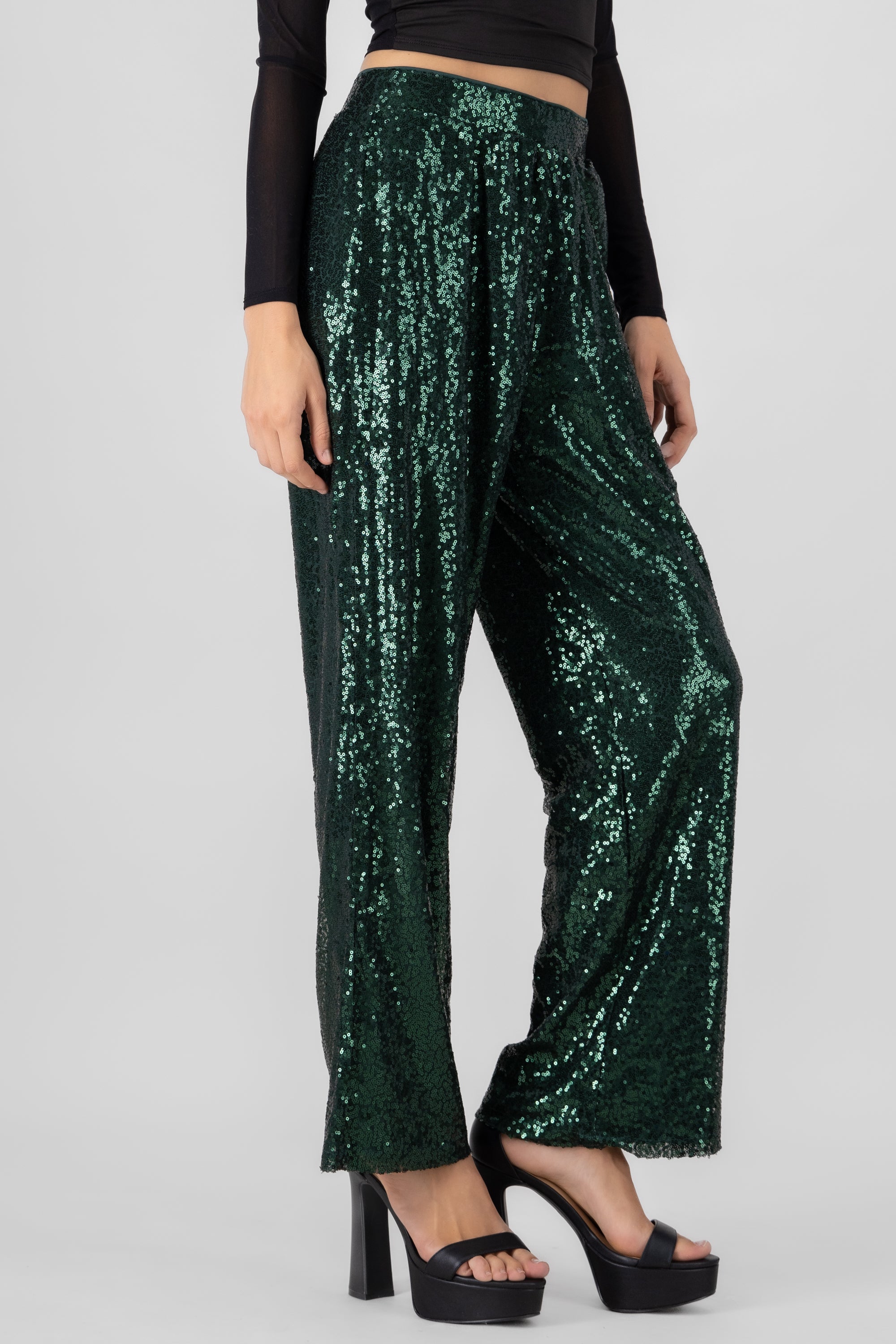 Pantalon fluido brillos VERDE