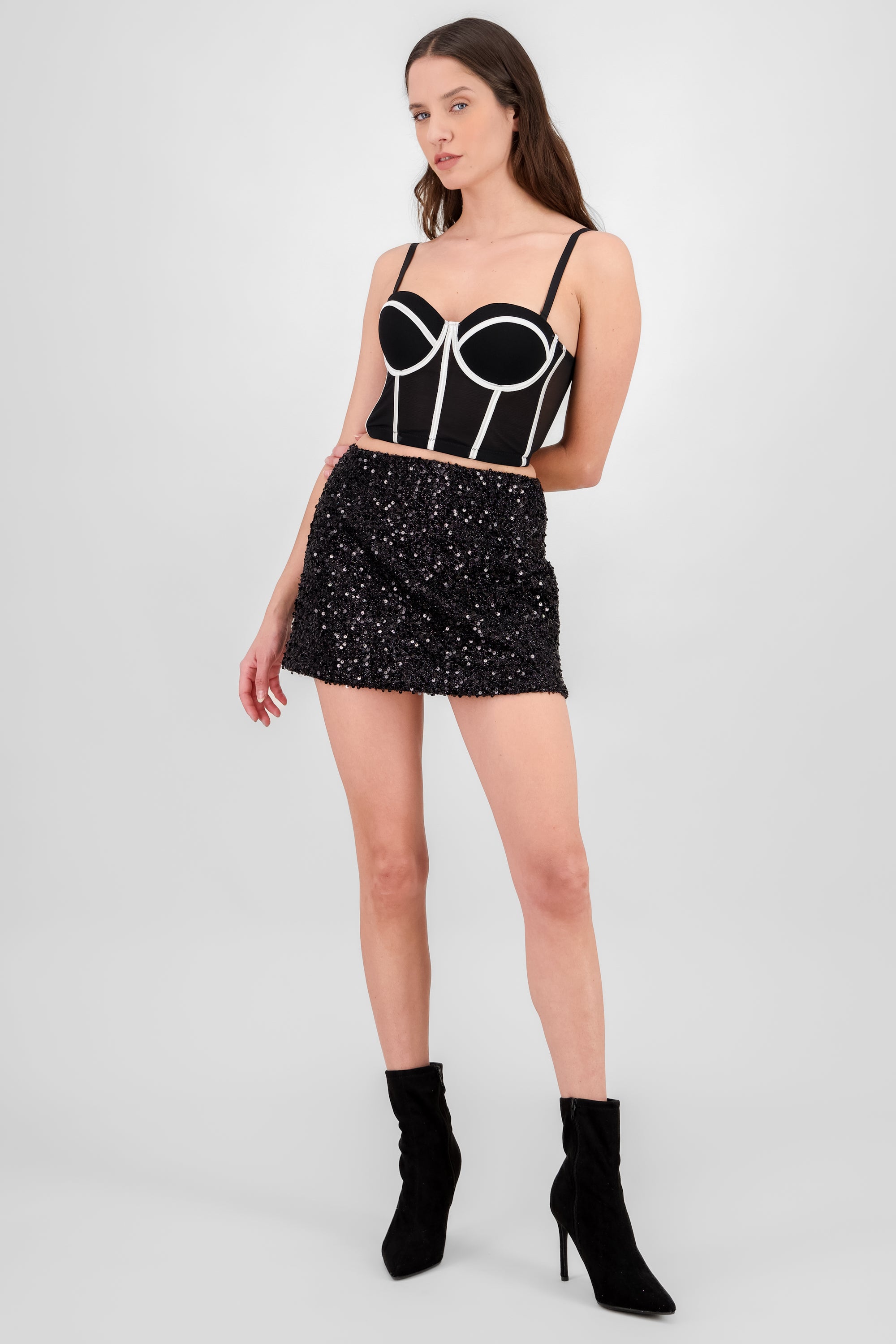 Falda mini lentejuelas NEGRO