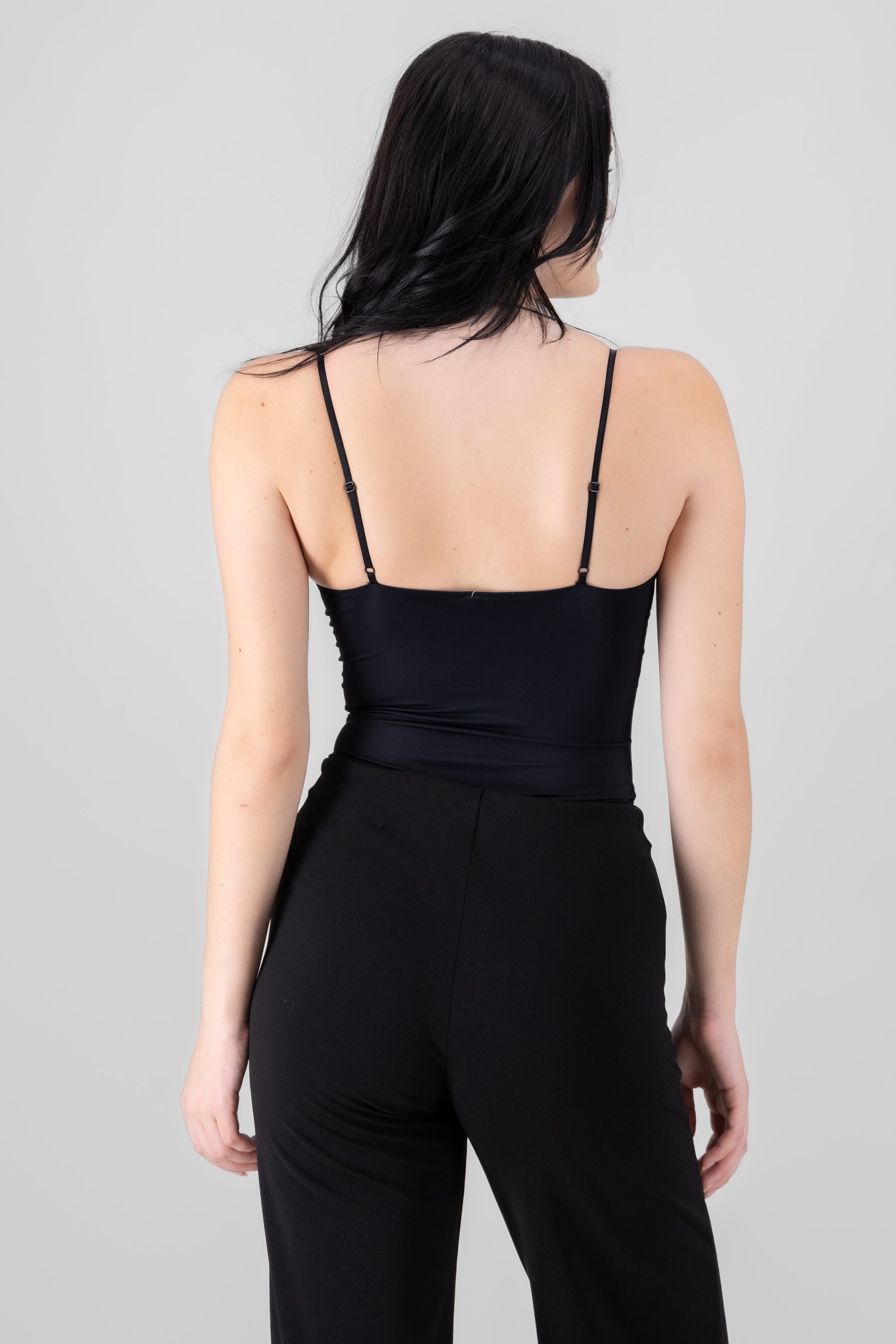 Bodysuit liso tirantes forrado doble tela NEGRO