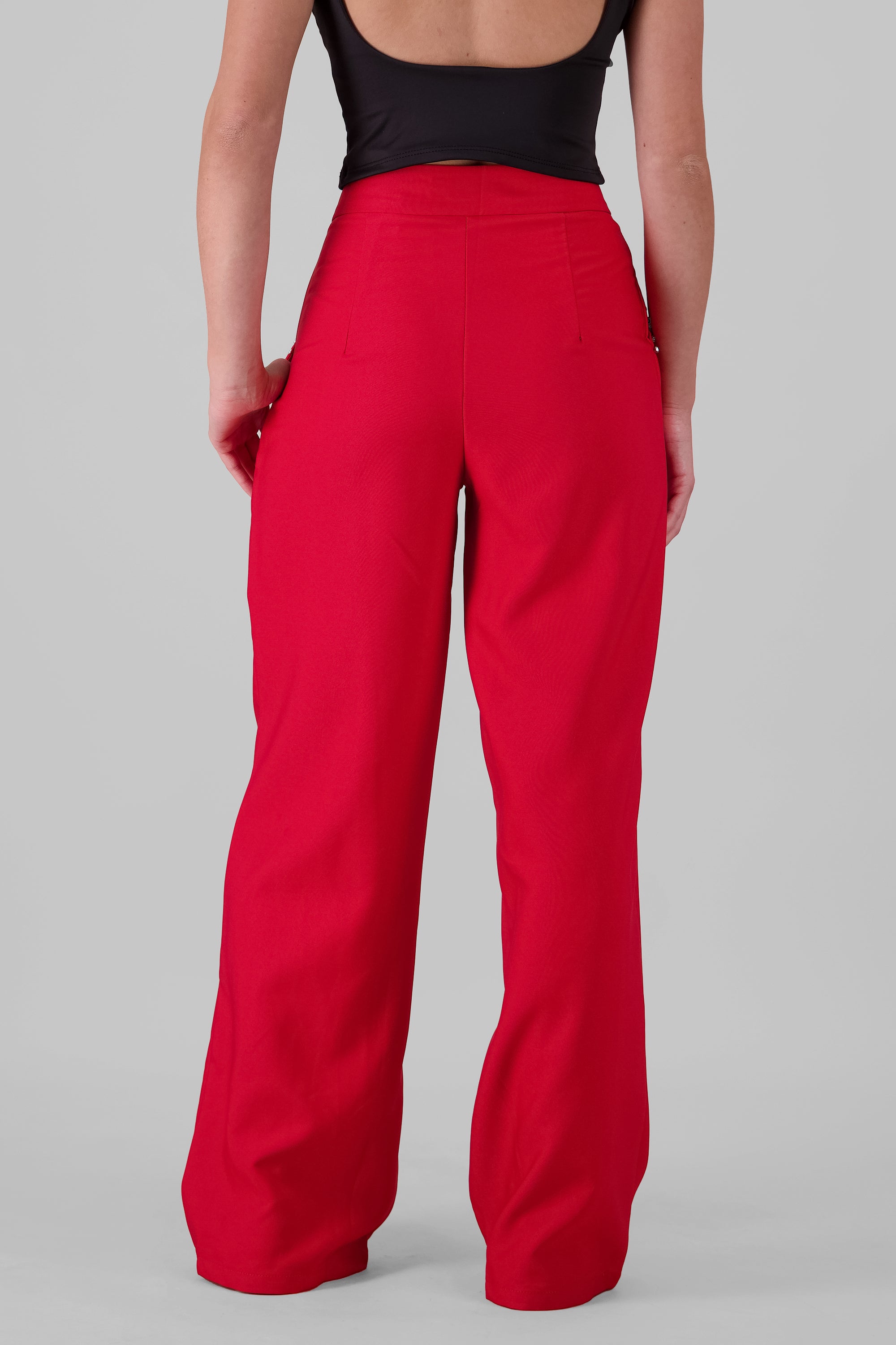 Pantalon sastre detalle brillos ROJO