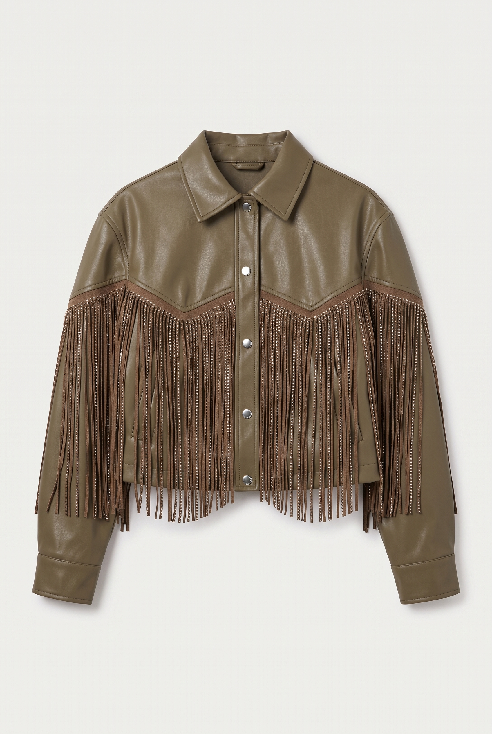 Chamarra Fringe Brillos CAFE
