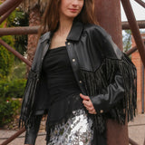 Chamarra Fringe Brillos