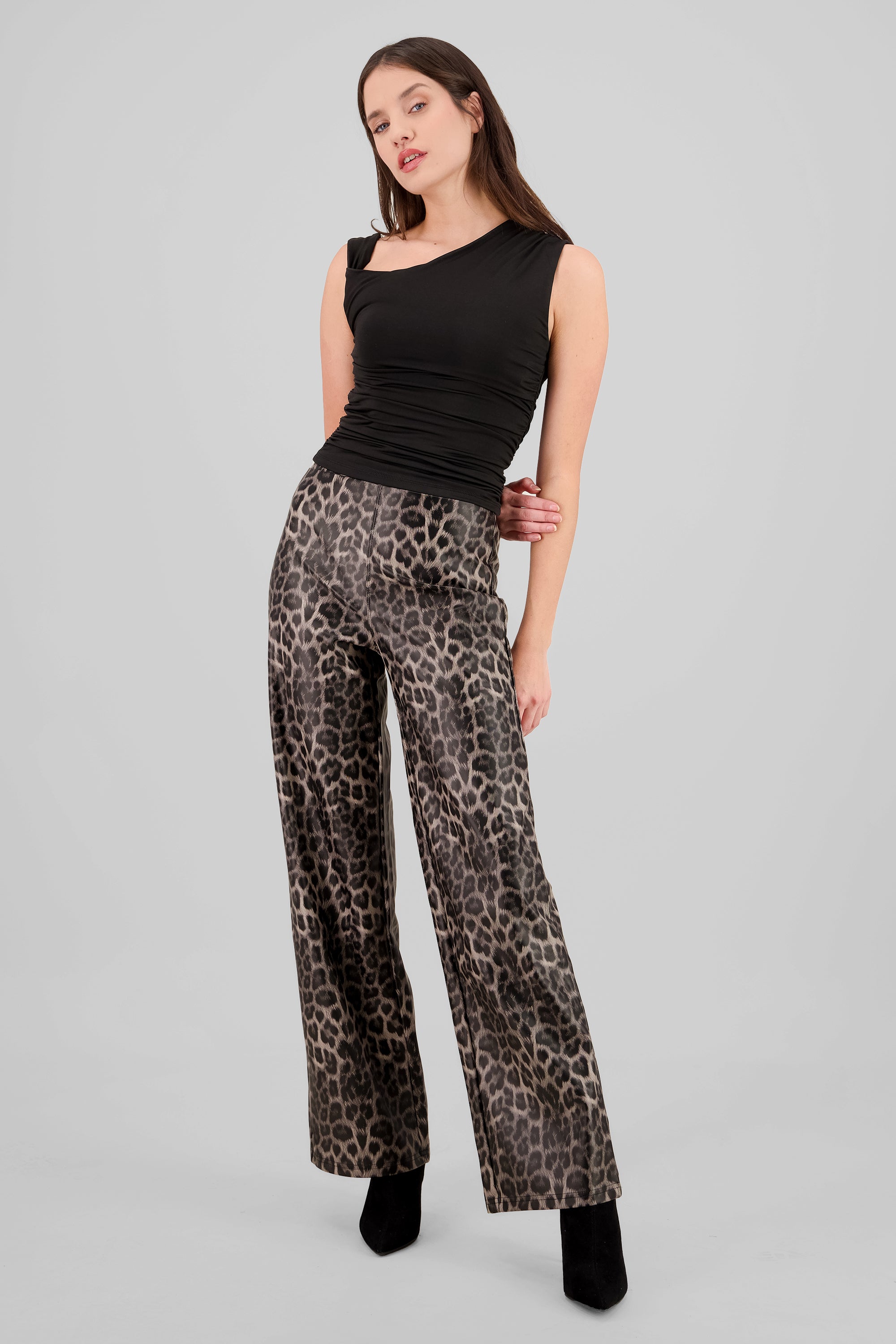 Pantalon brilloso animal print NEGRO COMBO