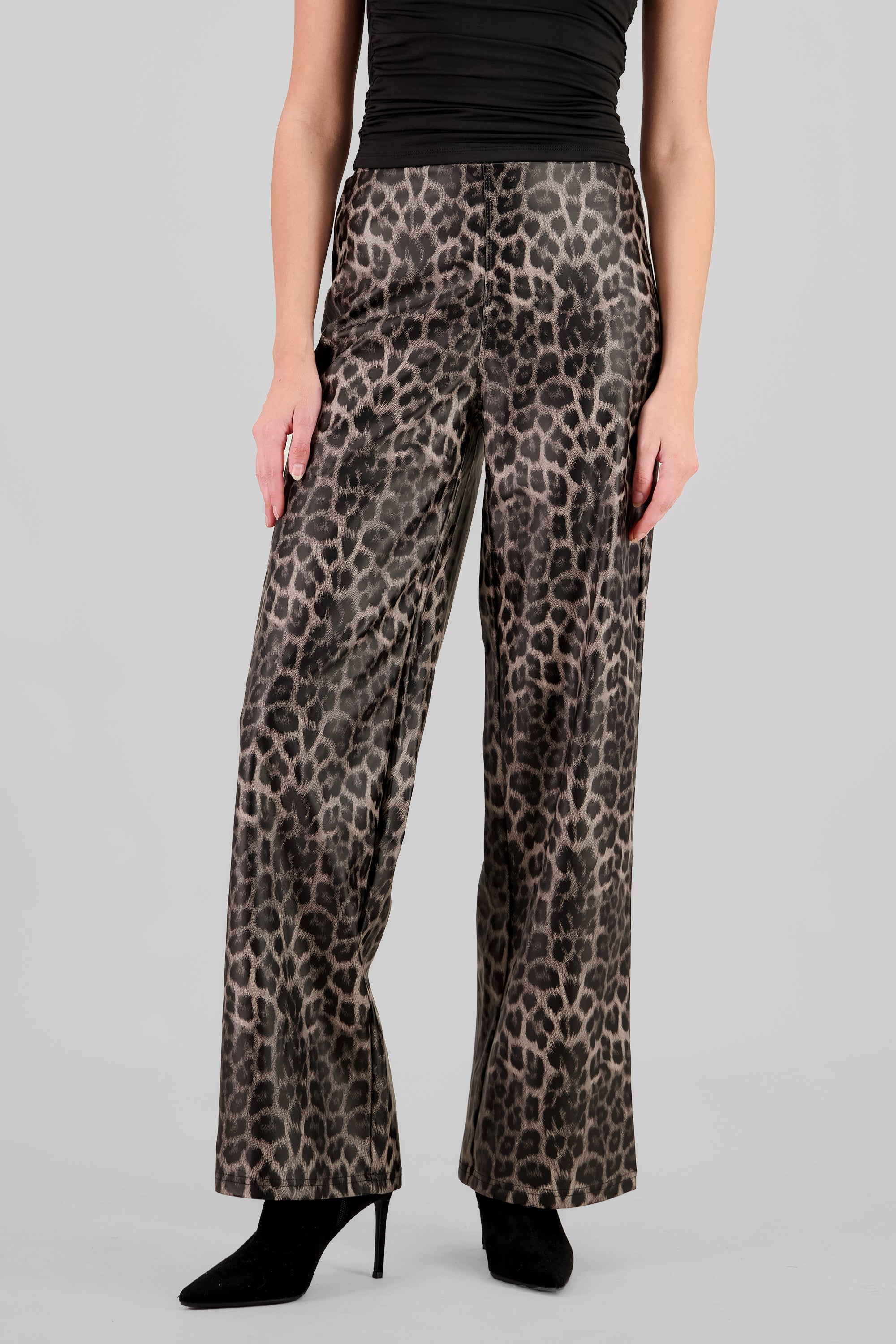 Pantalon brilloso animal print NEGRO COMBO